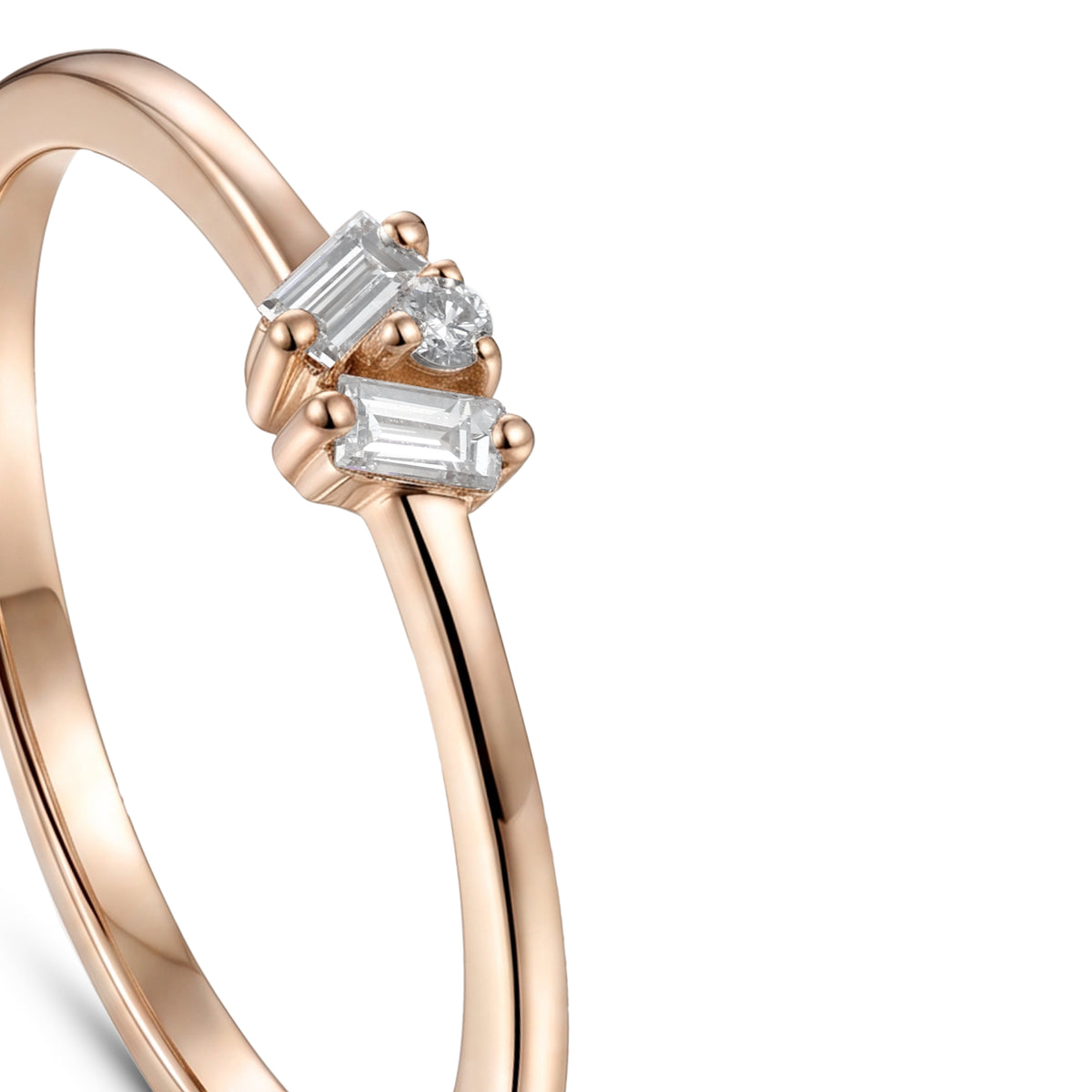 18K Rose Gold Baguette Diamond Cluster Band Ring - S-R689S