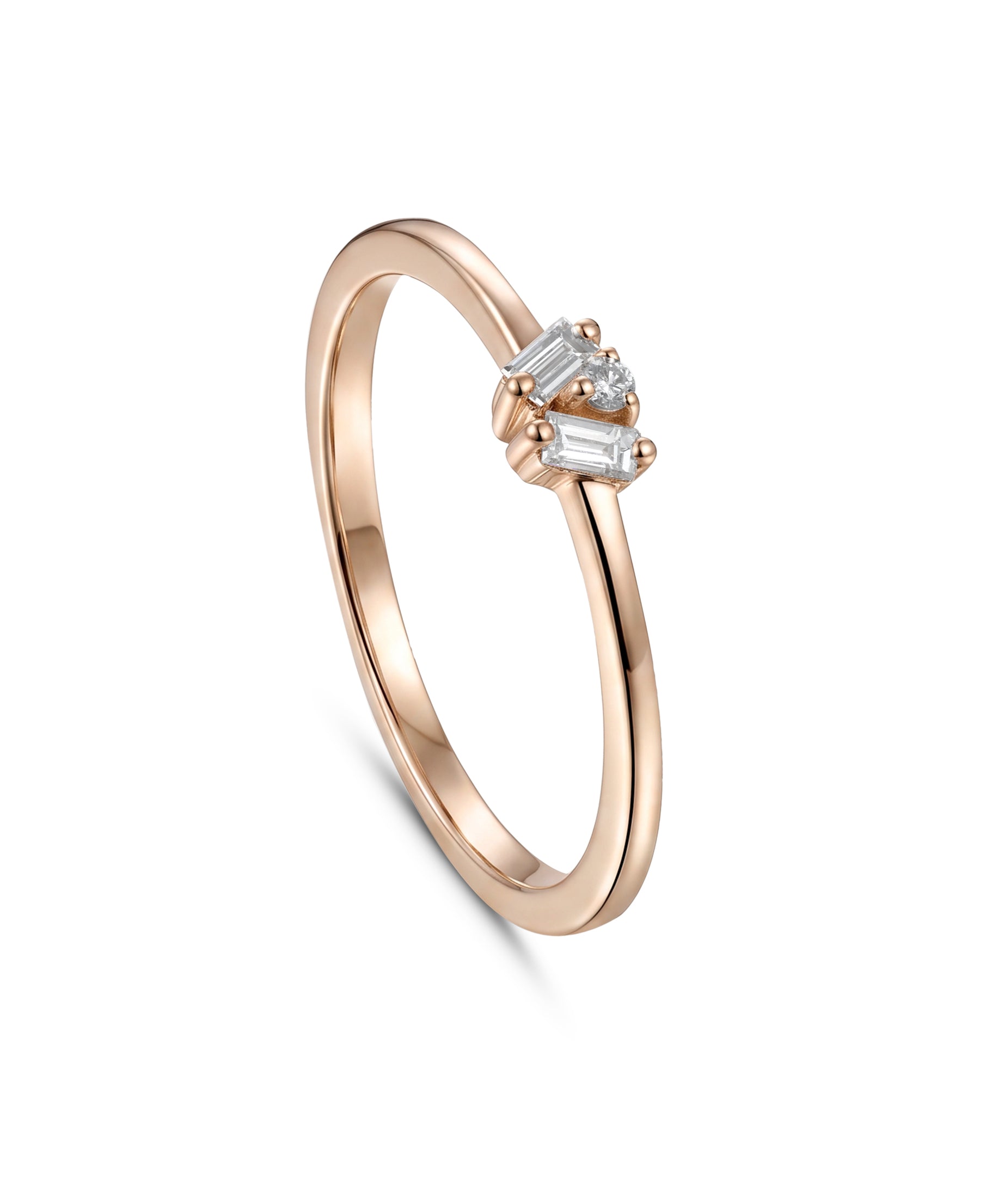 18K Rose Gold Baguette Diamond Cluster Band Ring - S-R689S
