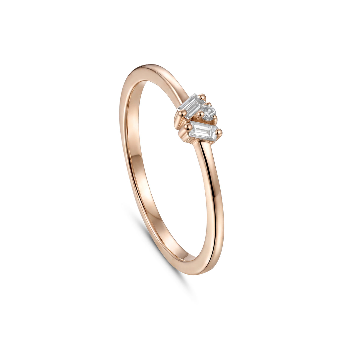 18K Rose Gold Baguette Diamond Cluster Band Ring - S-R689S