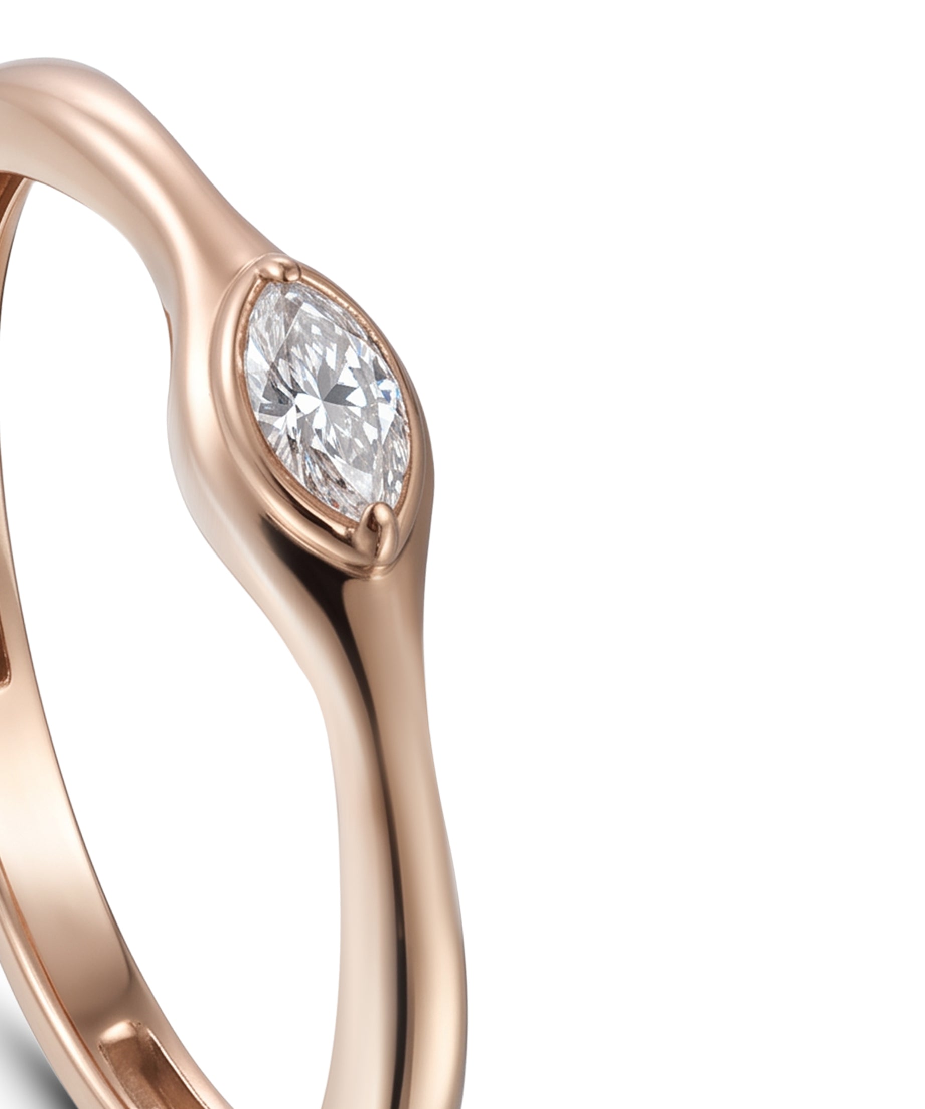 18K Rose Gold Marquise Diamond Sleek Band Ring - S-R694S