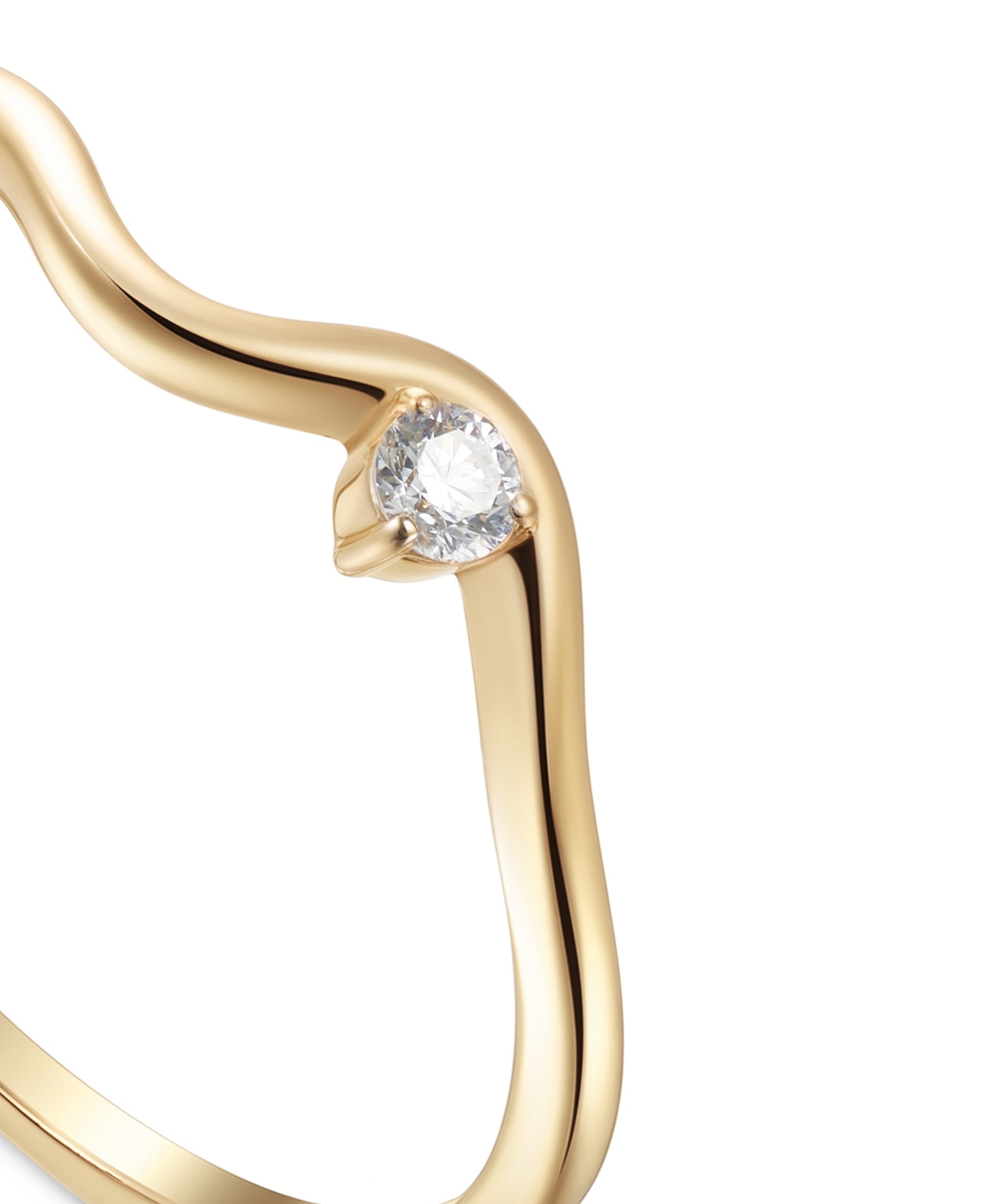 18K Yellow Gold Elegant Diamond Curve Ring - S-R703S