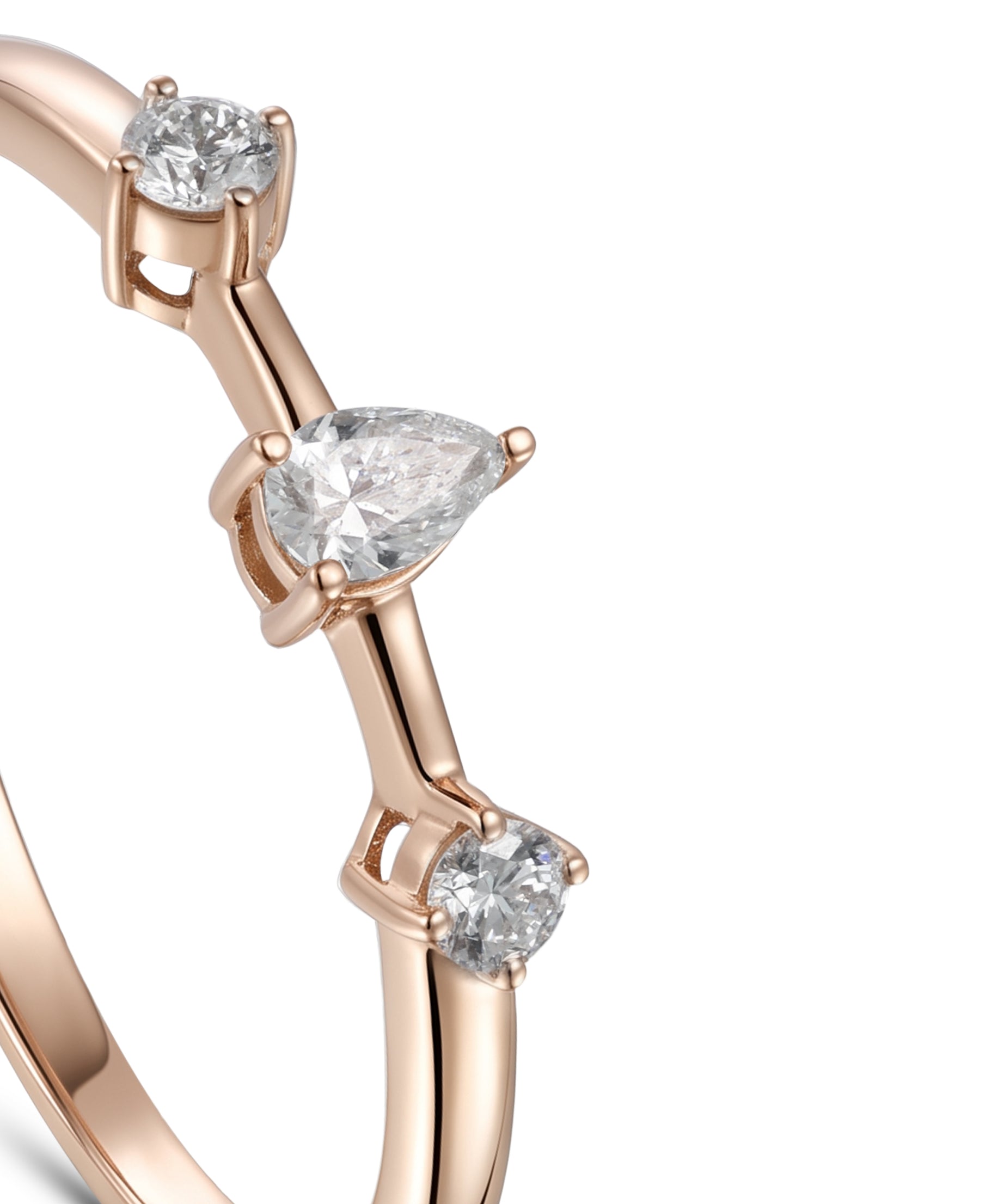 18K Rose Gold Pear Diamond Modern Band Ring - S-R704S