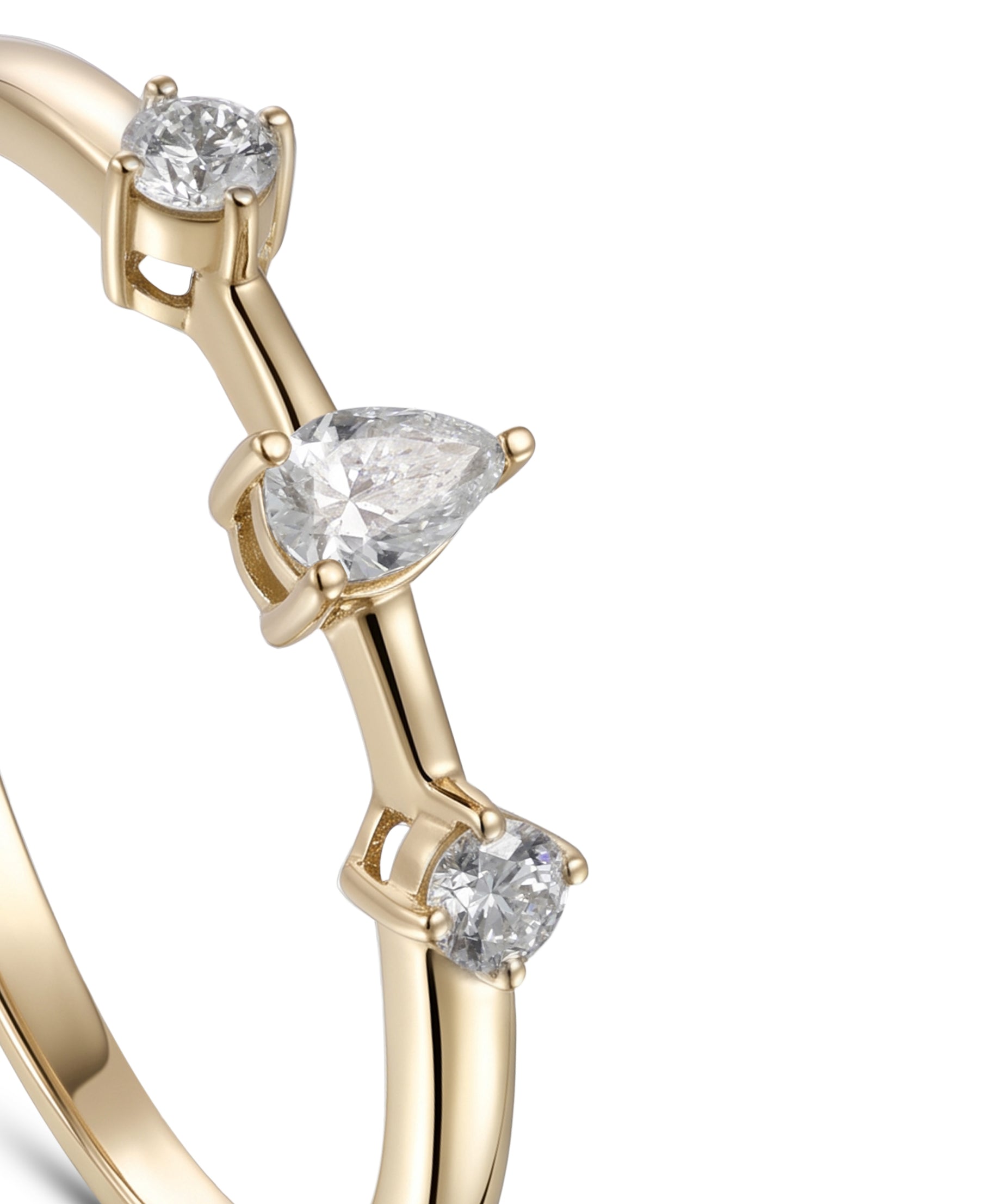 18K Yellow Gold Pear Diamond Modern Band Ring - S-R704S