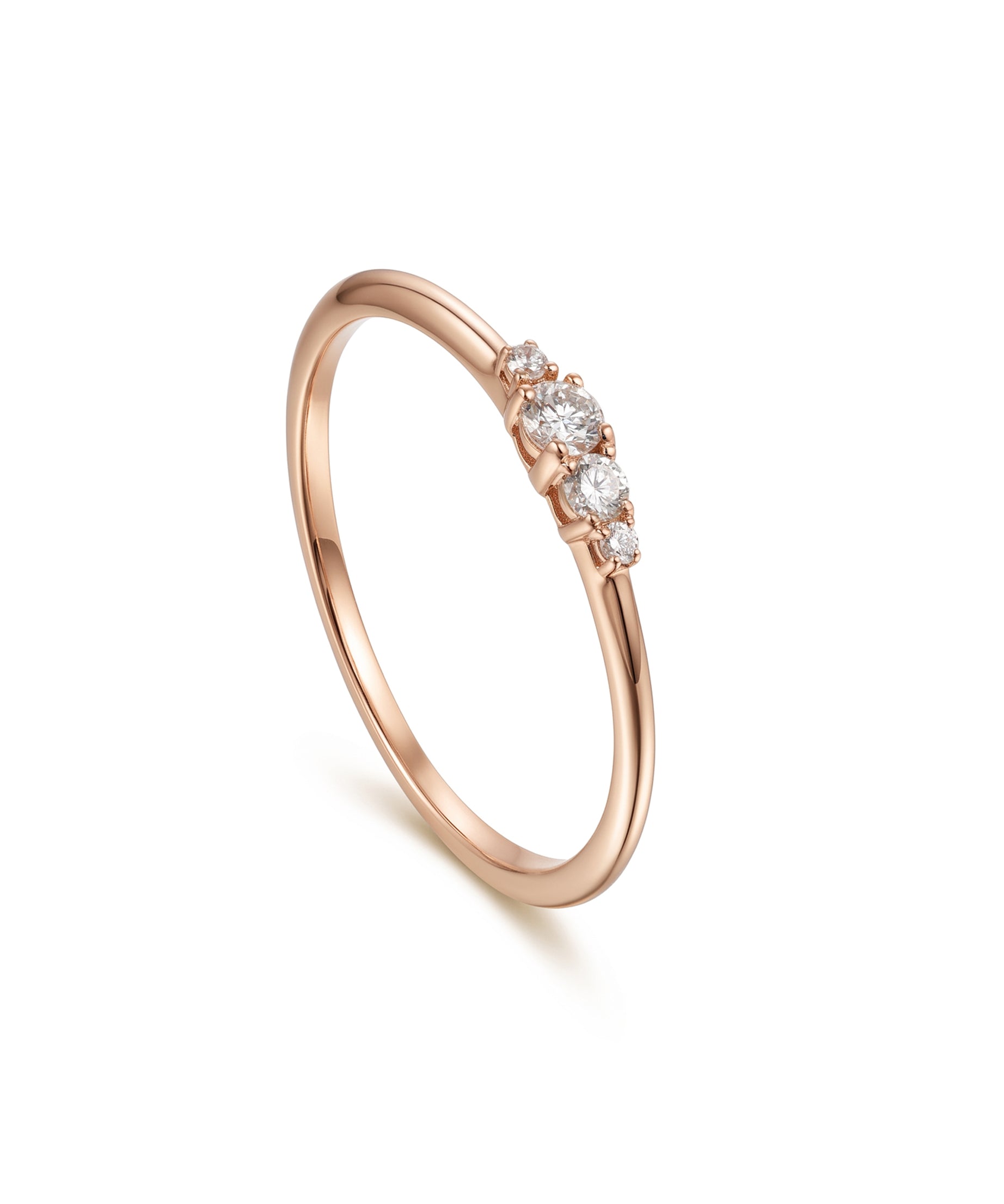 18K Rose Gold Four Stone Diamond Ring - S-R706SB