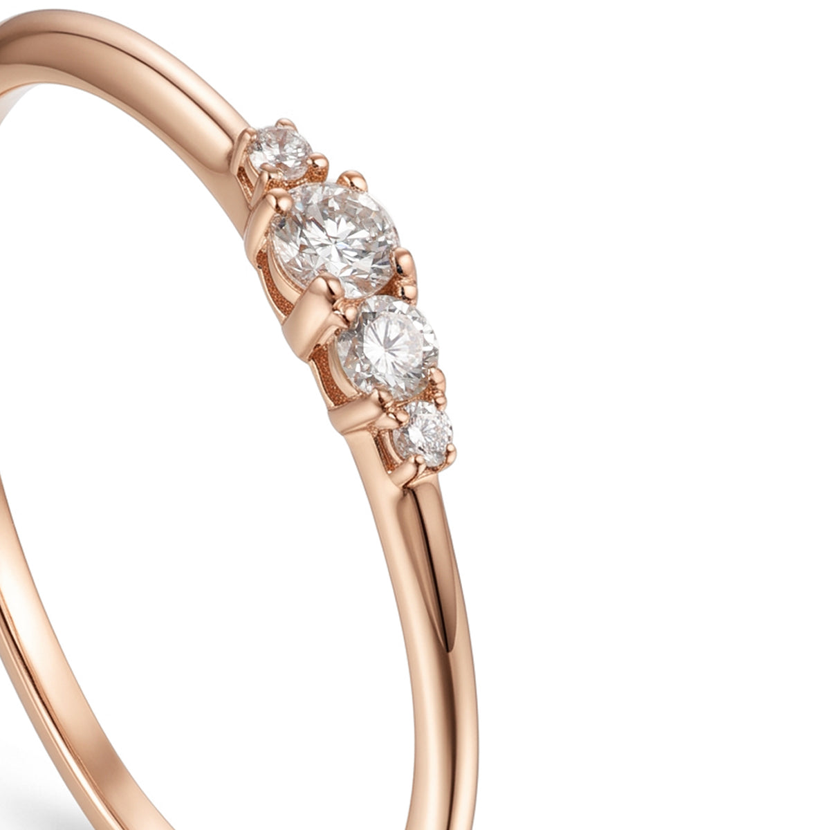 18K Rose Gold Four Stone Diamond Ring - S-R706SB