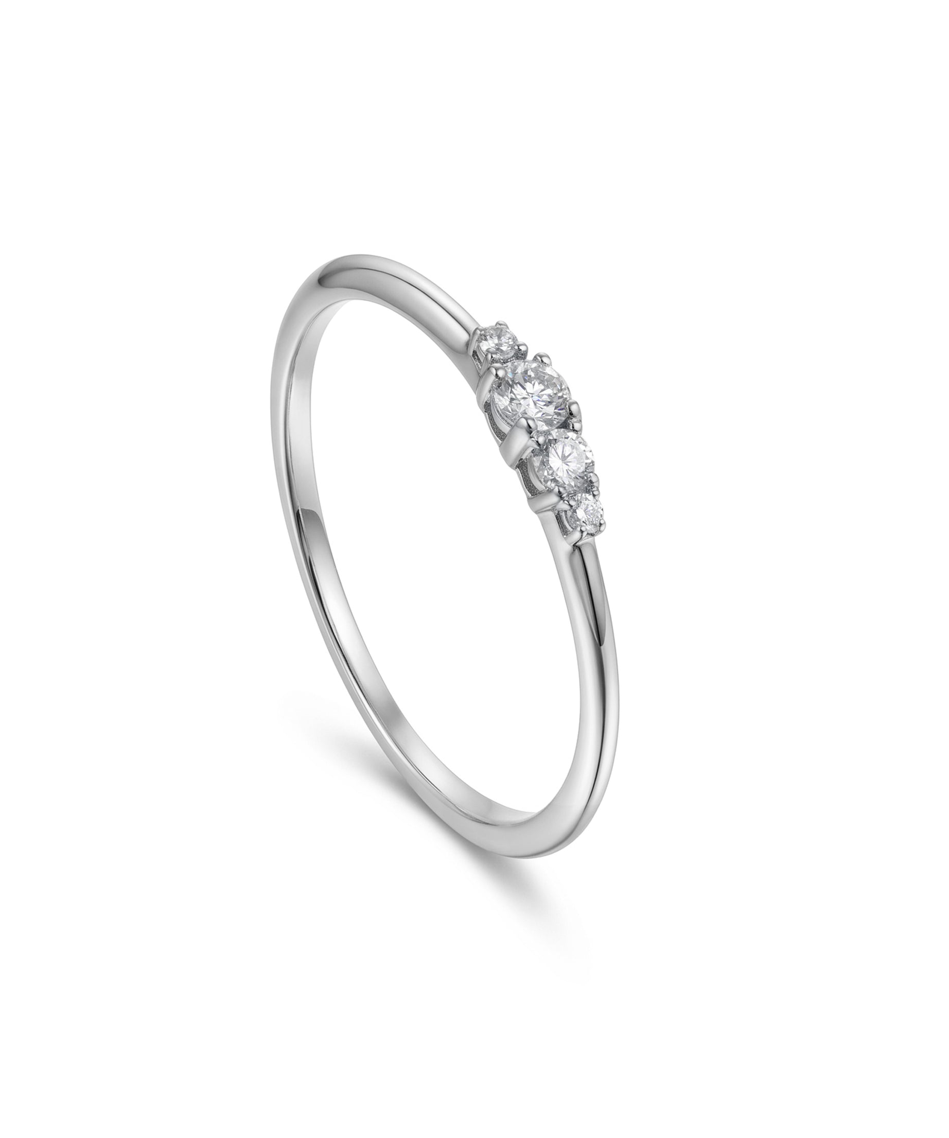 18K White Gold Four Stone Diamond Ring - S-R706SB
