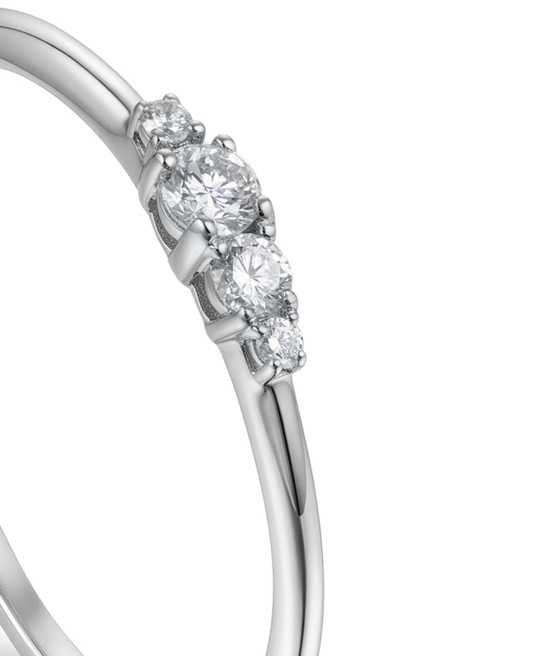 18K White Gold Four Stone Diamond Ring - S-R706SB