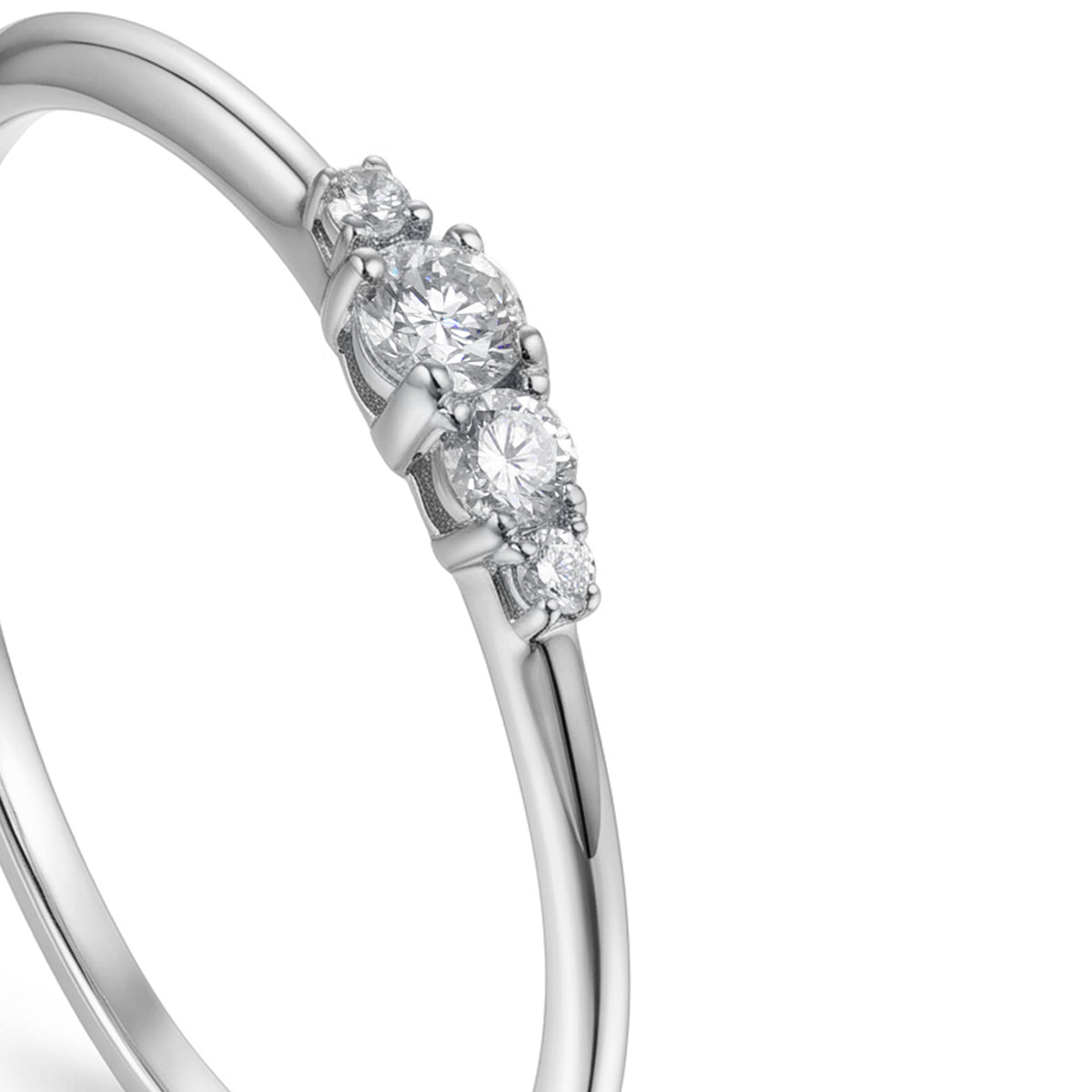 18K White Gold Four Stone Diamond Ring - S-R706SB