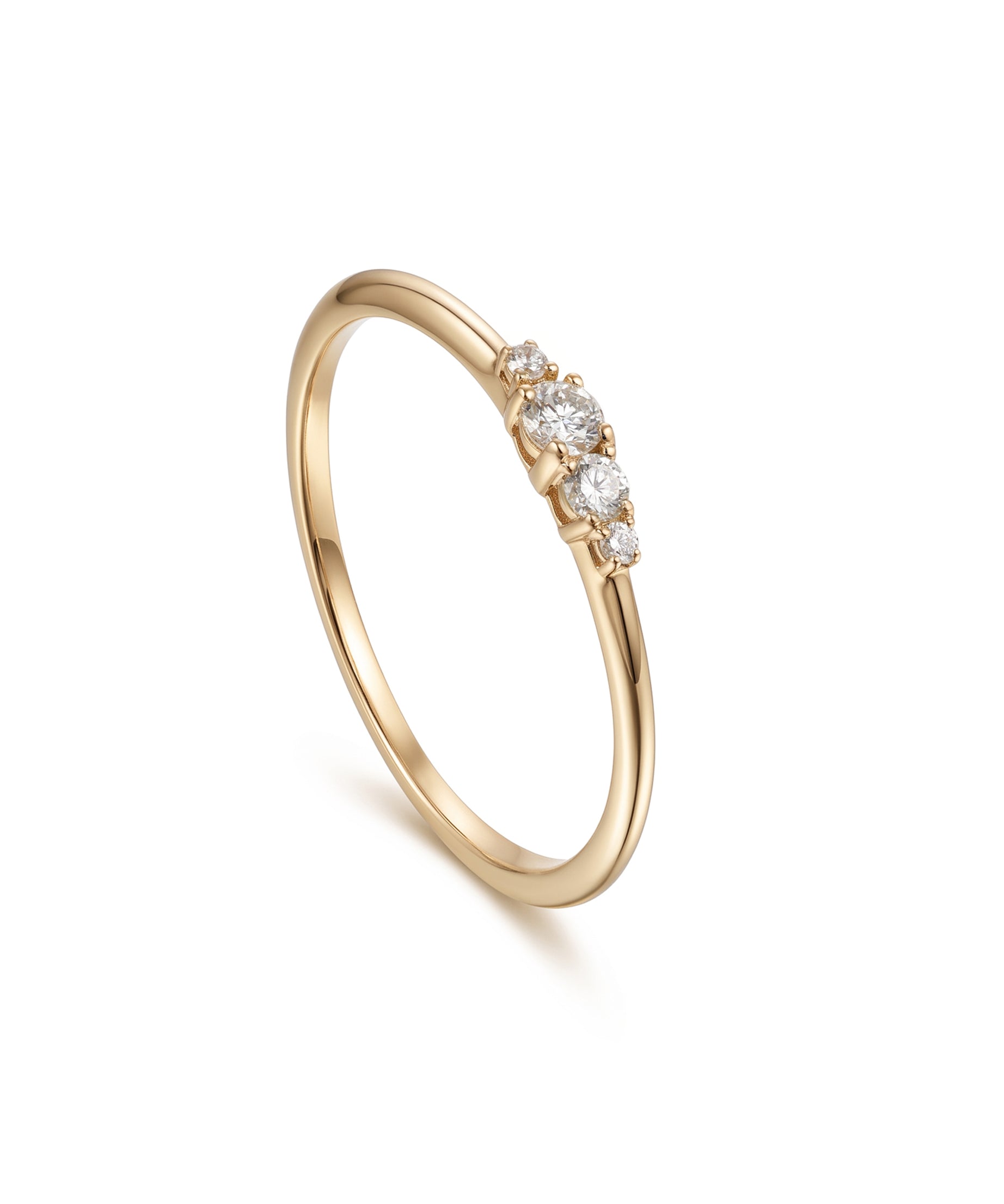 18K Yellow Gold Four Stone Diamond Ring - S-R706SB