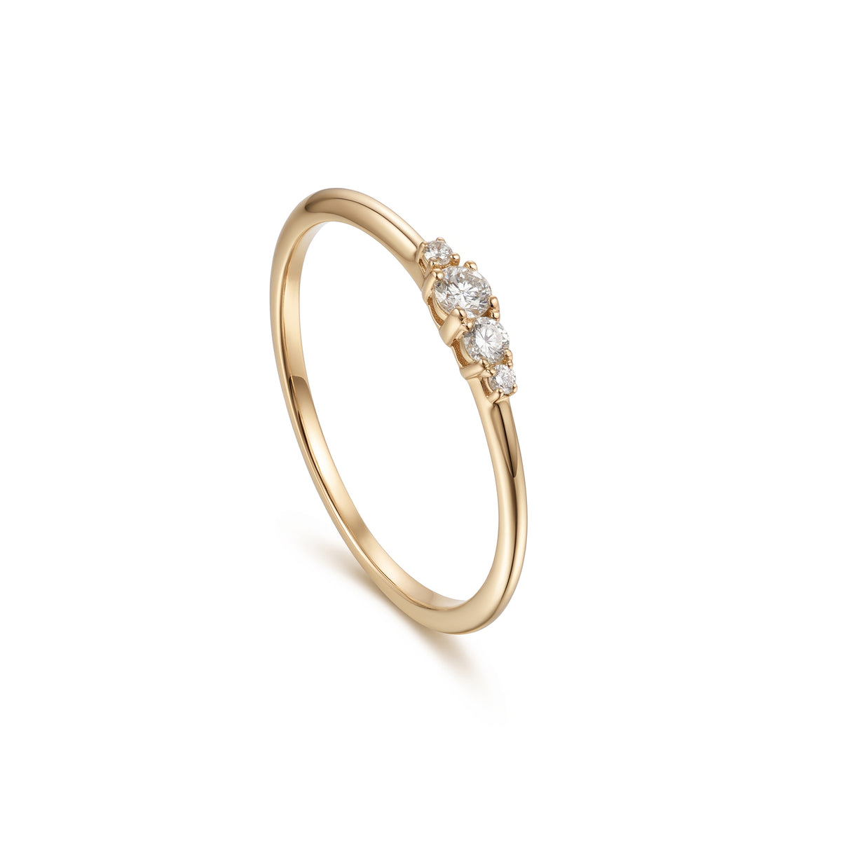 18K Yellow Gold Four Stone Diamond Ring - S-R706SB
