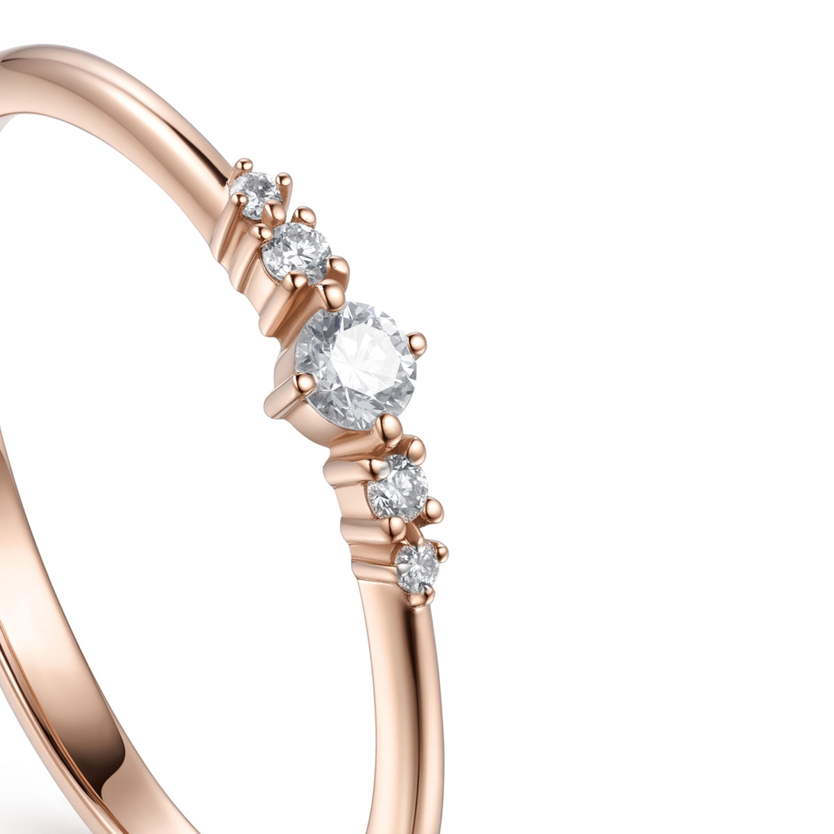 18K Rose Gold Round Diamond Statement Band Ring - S-R707S