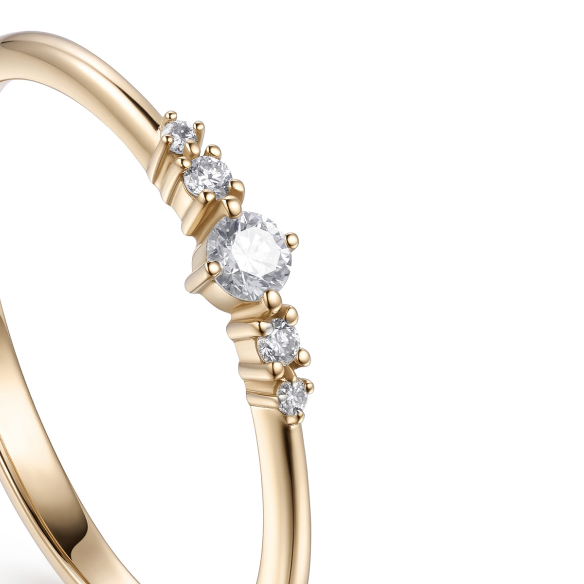 18K Yellow Gold Round Diamond Statement Band Ring - S-R707S