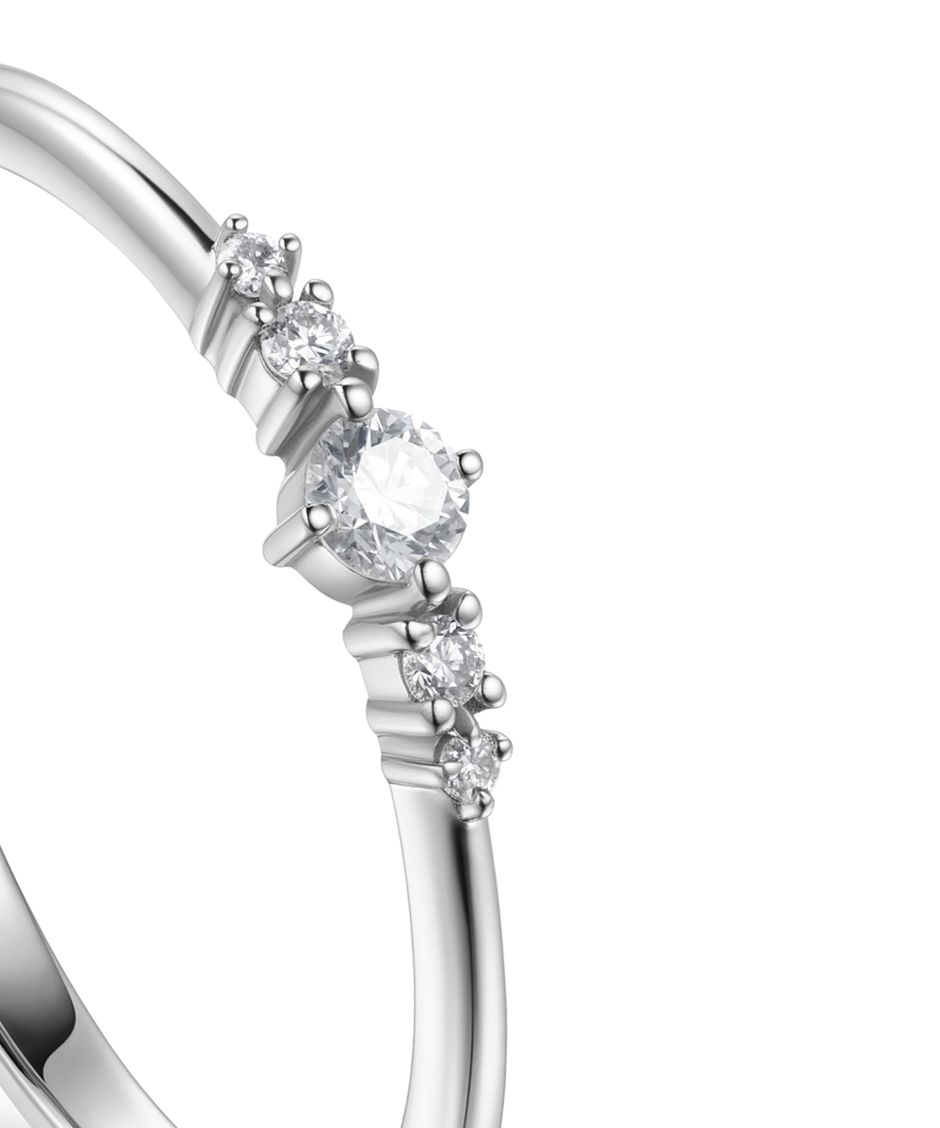 18K White Gold Round Diamond Statement Band Ring - S-R707S