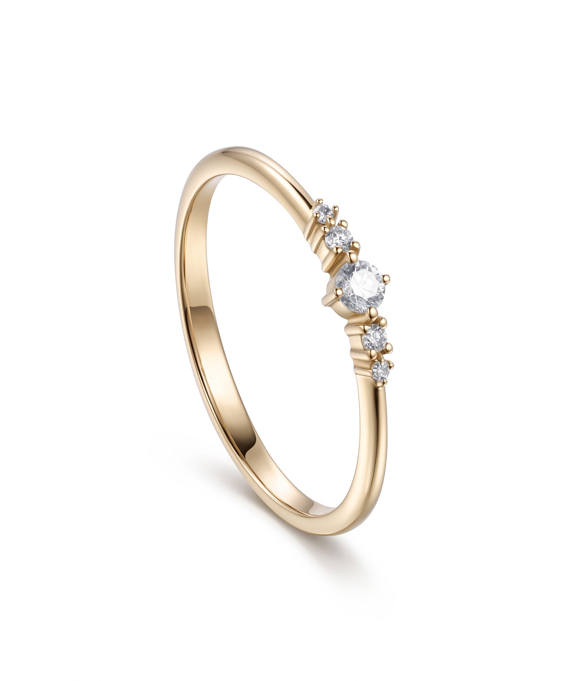 18K Yellow Gold Round Diamond Statement Band Ring - S-R707S