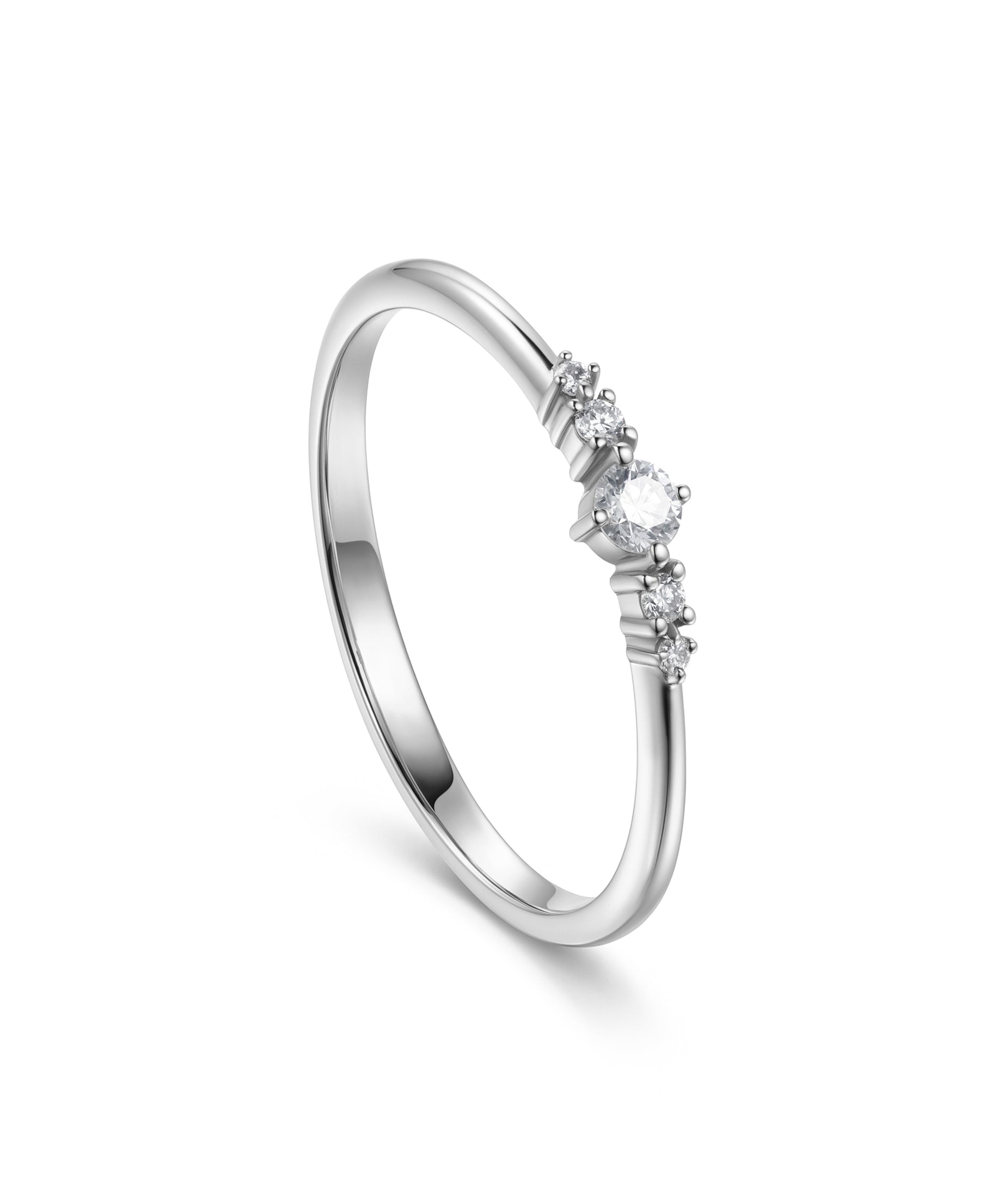 18K White Gold Round Diamond Statement Band Ring - S-R707S