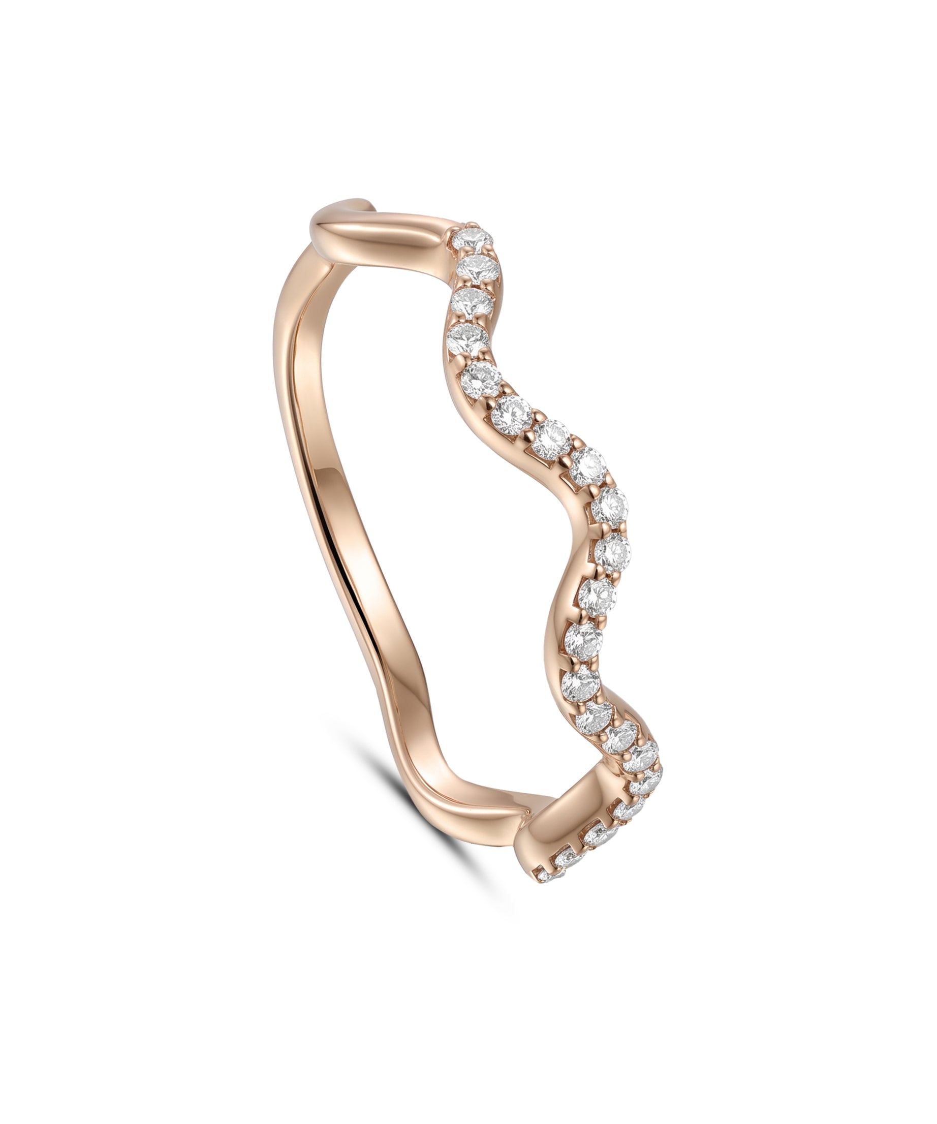 18K Rose Gold Wavy Diamond Eternity Band Ring - S-R708S
