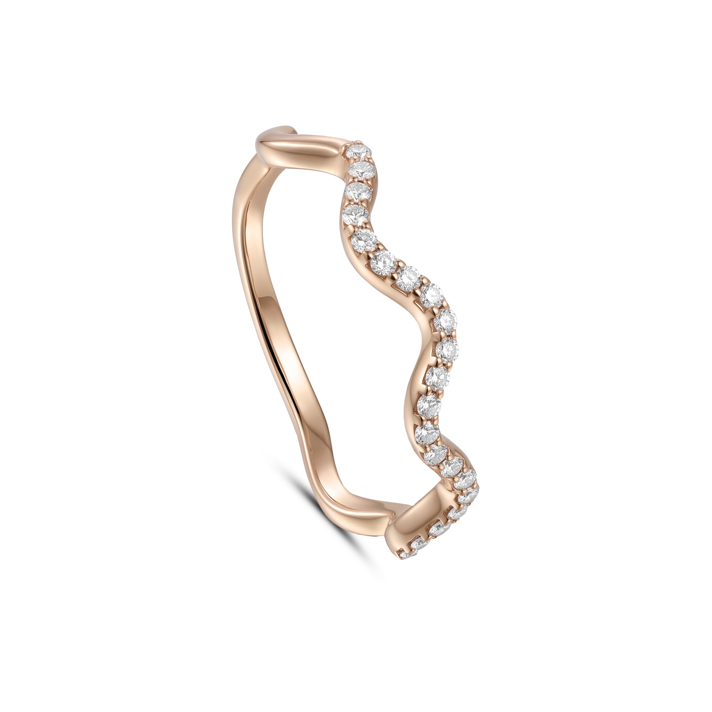 18K Rose Gold Wavy Diamond Eternity Band Ring - S-R708S