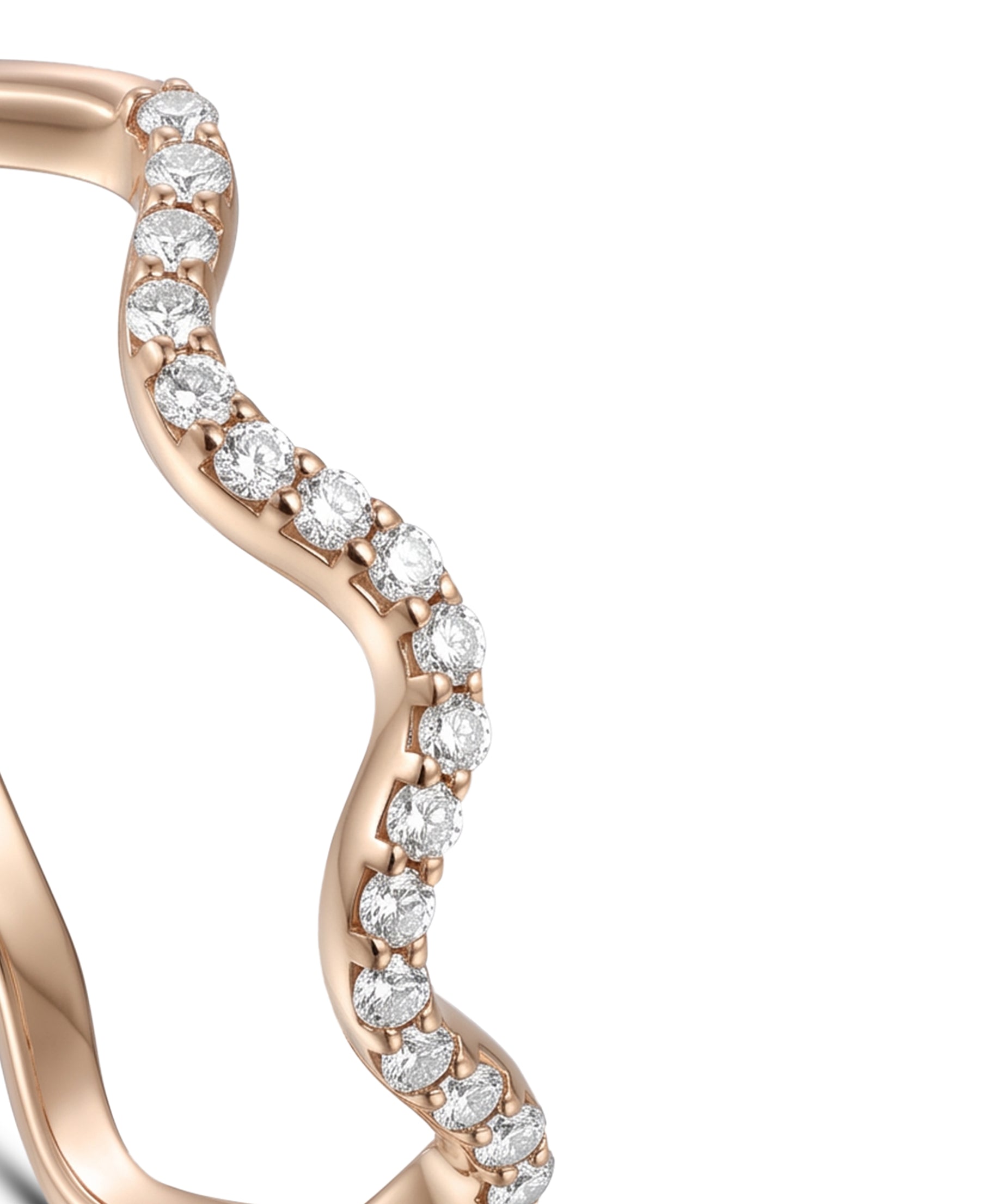 18K Rose Gold Wavy Diamond Eternity Band Ring - S-R708S