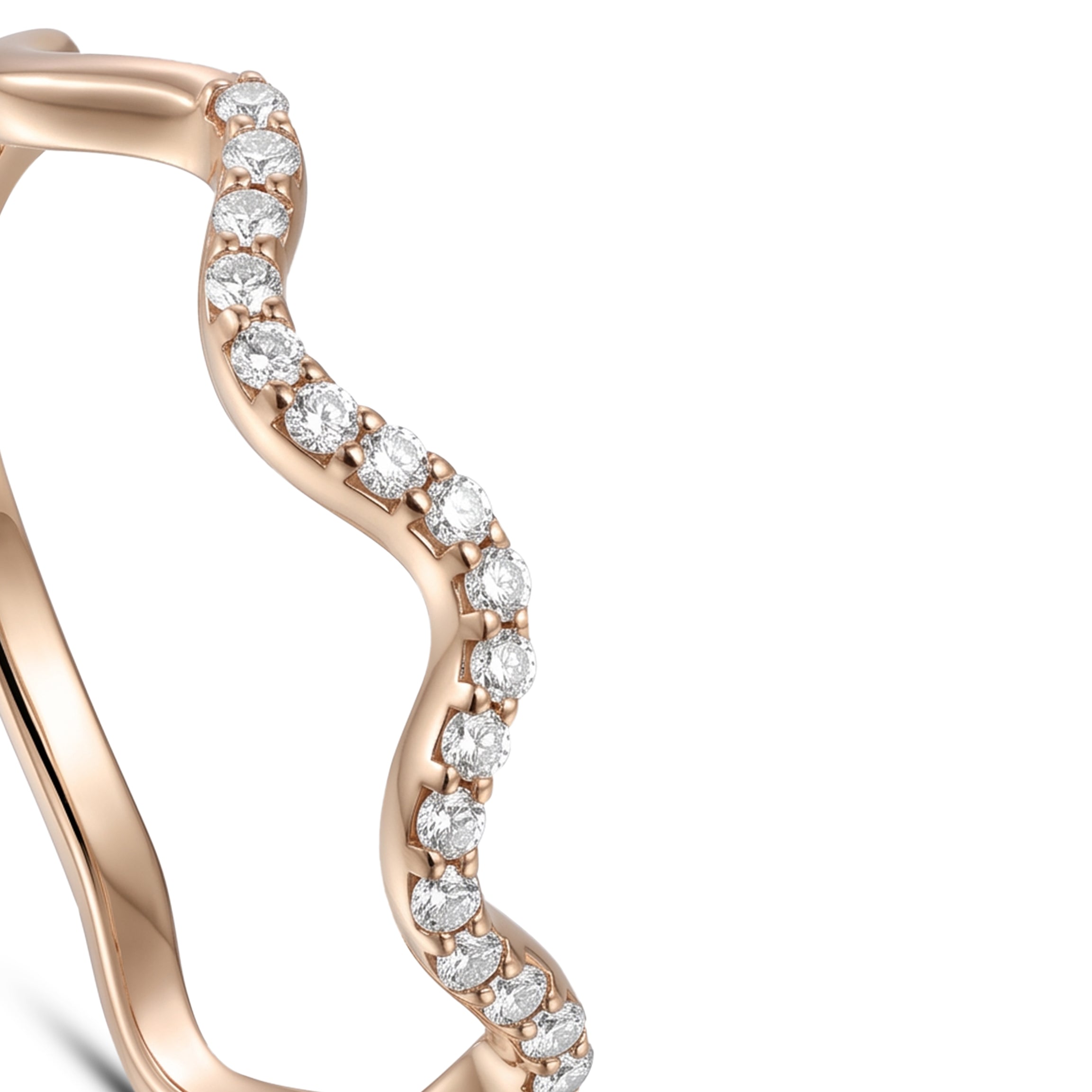 18K Rose Gold Wavy Diamond Eternity Band Ring - S-R708S