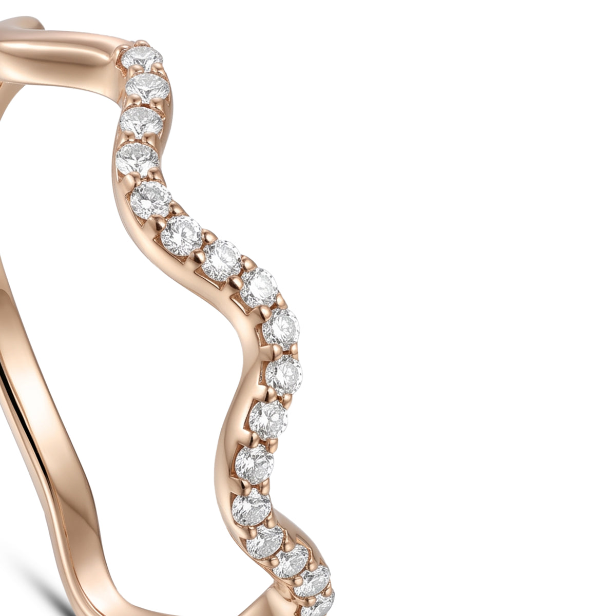 18K Rose Gold Wavy Diamond Eternity Band Ring - S-R708S