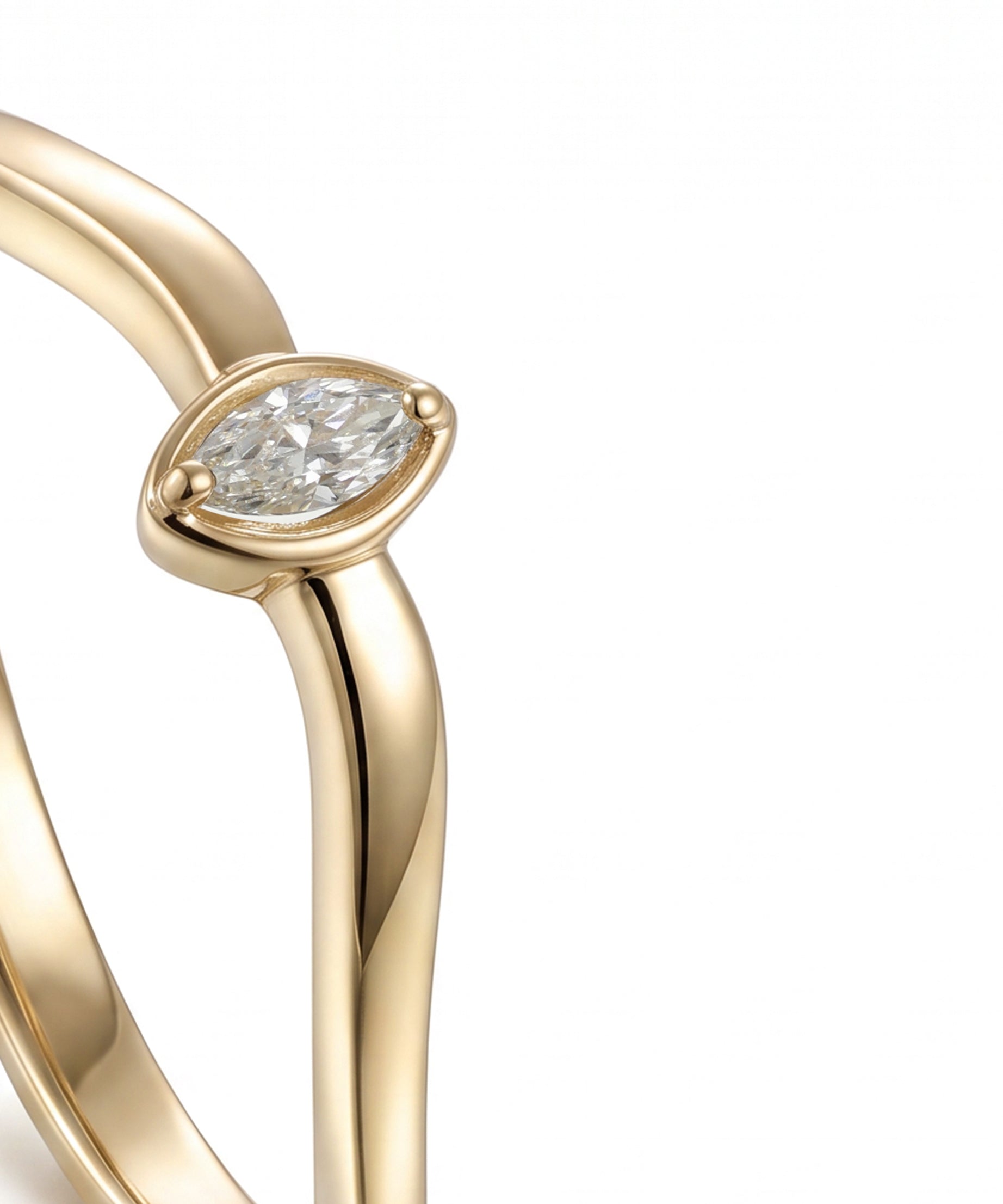 18K Yellow Gold Marquise Diamond Minimal Band Ring - S-R709S