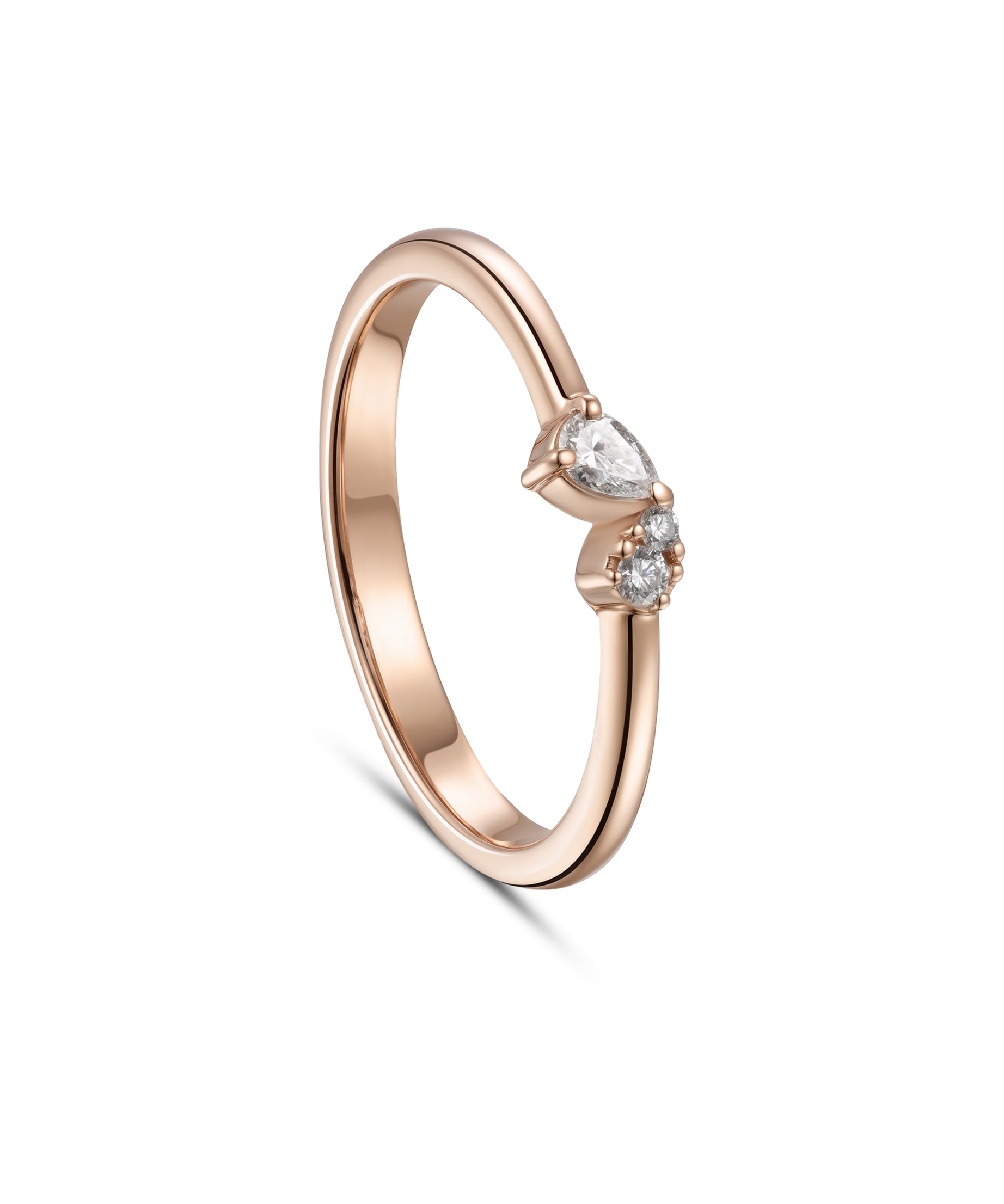18K Rose Gold Pear Diamond Cluster Band Ring - S-R710S
