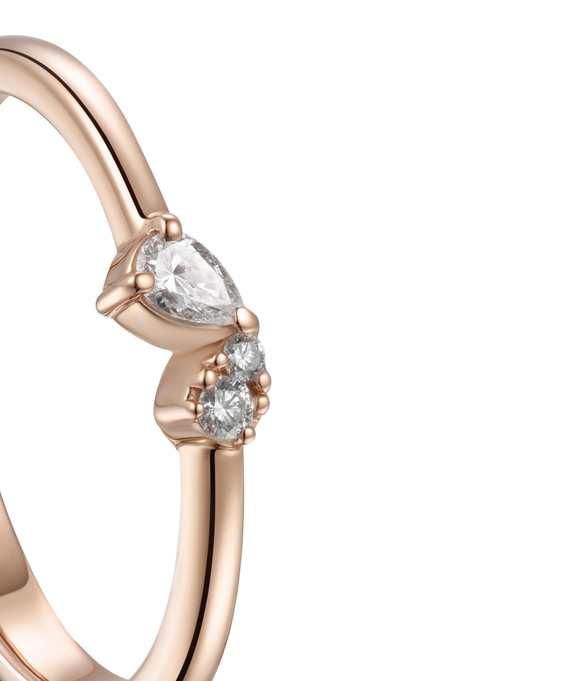 18K Rose Gold Pear Diamond Cluster Band Ring - S-R710S