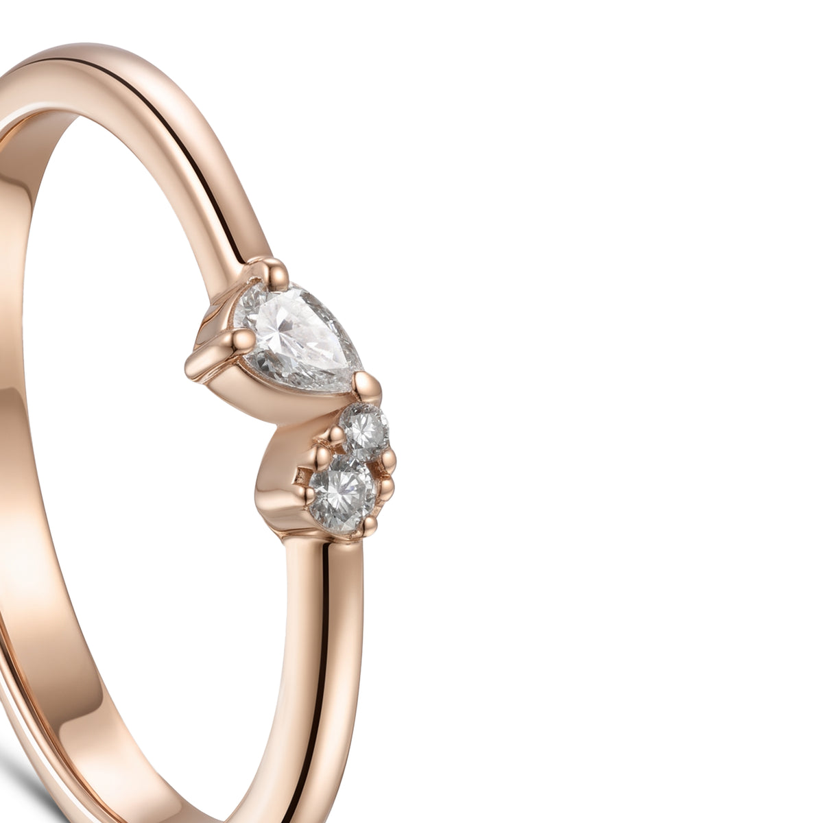 18K Rose Gold Pear Diamond Cluster Band Ring - S-R710S