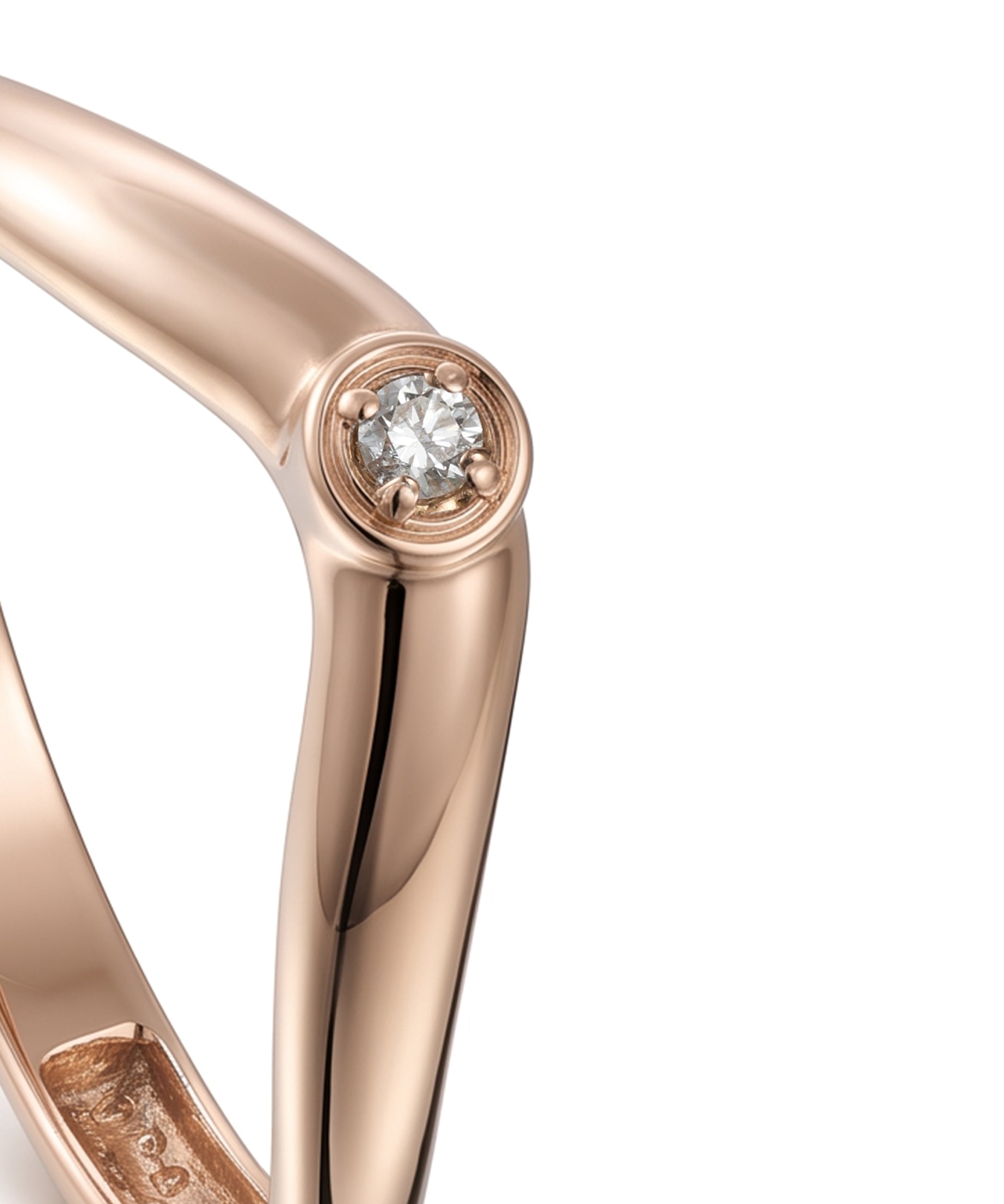 18K Rose Gold Single Diamond Modern Band Ring - S-R711S