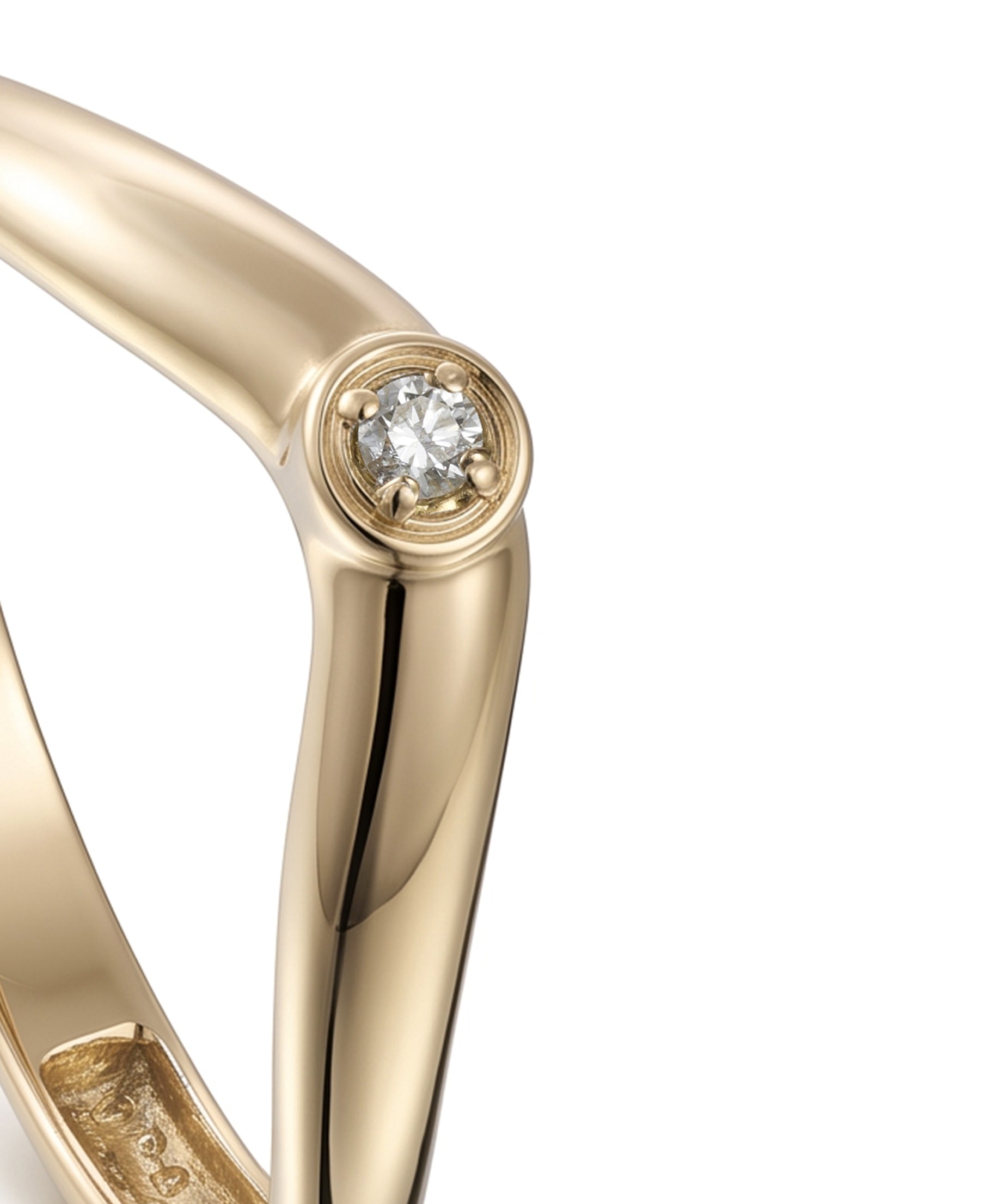 18K Yellow Gold Single Diamond Modern Band Ring - S-R711S