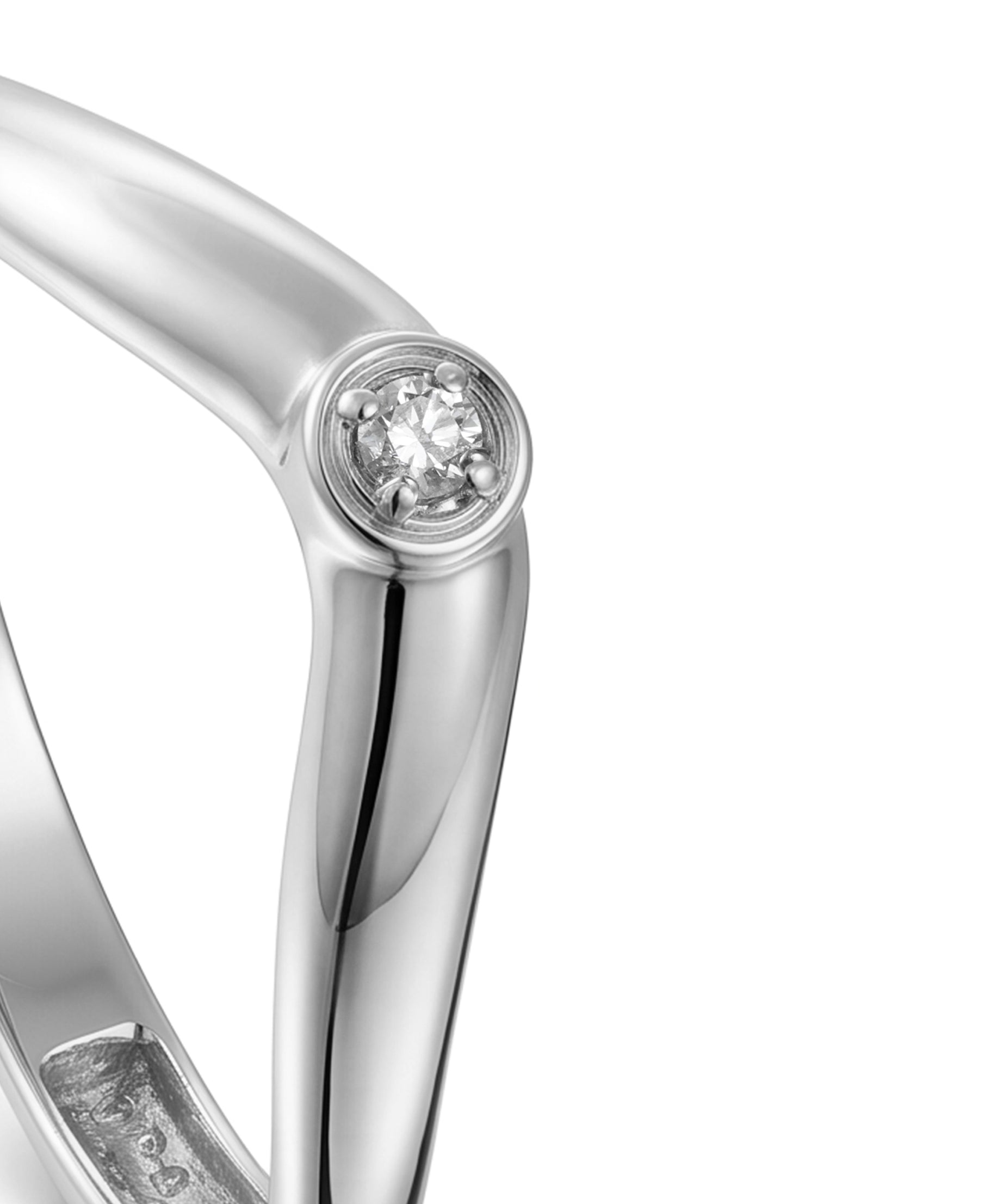 18K White Gold Single Diamond Modern Band Ring - S-R711S