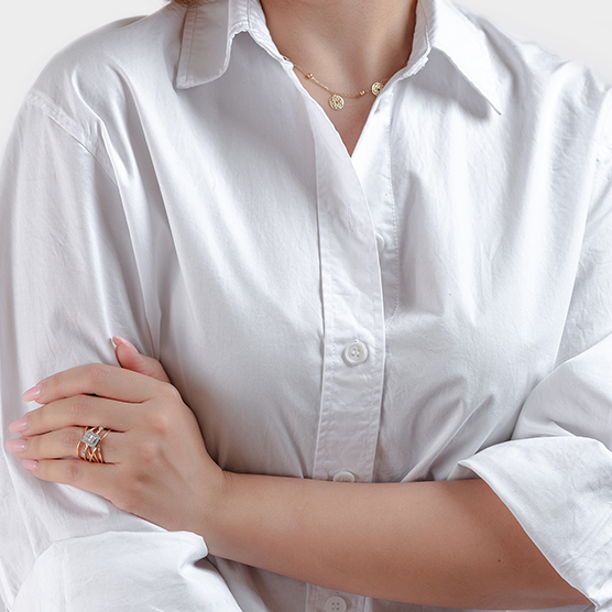 Geometrical Precious Diamond Ring in 18K Rose Gold - S-RF020S