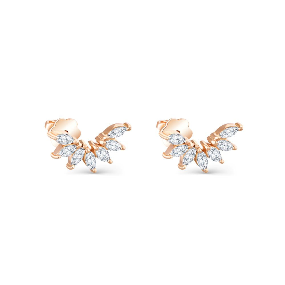 Flowral Shaped Diamond Earrings in Yellow gold - S-X015E