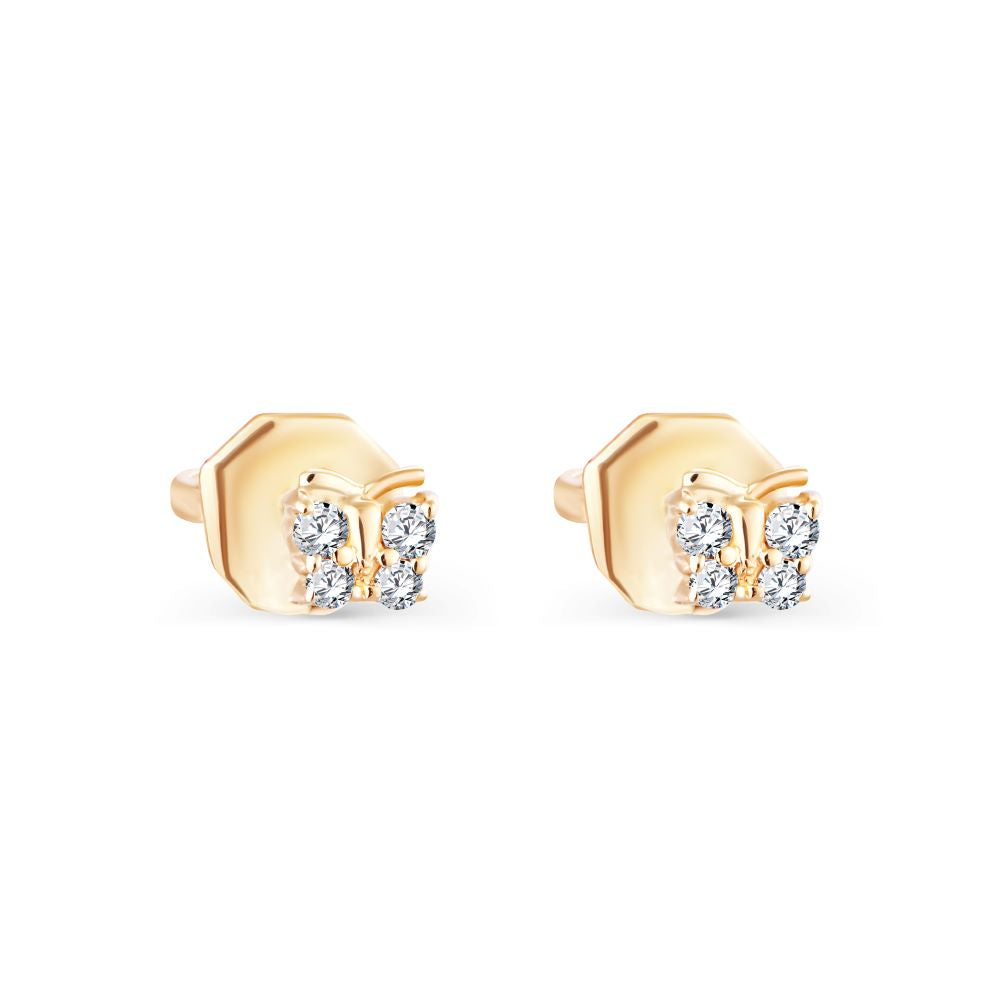 Simple Diamond Earring in Yellow gold - S-X024E