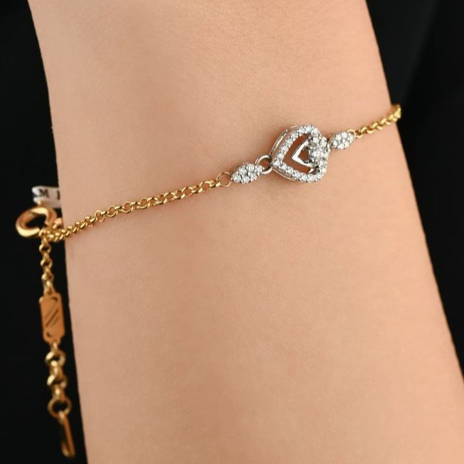 Precious Heart Shaped Diamond Bracelet in 18K Yellow Gold - S-X044B