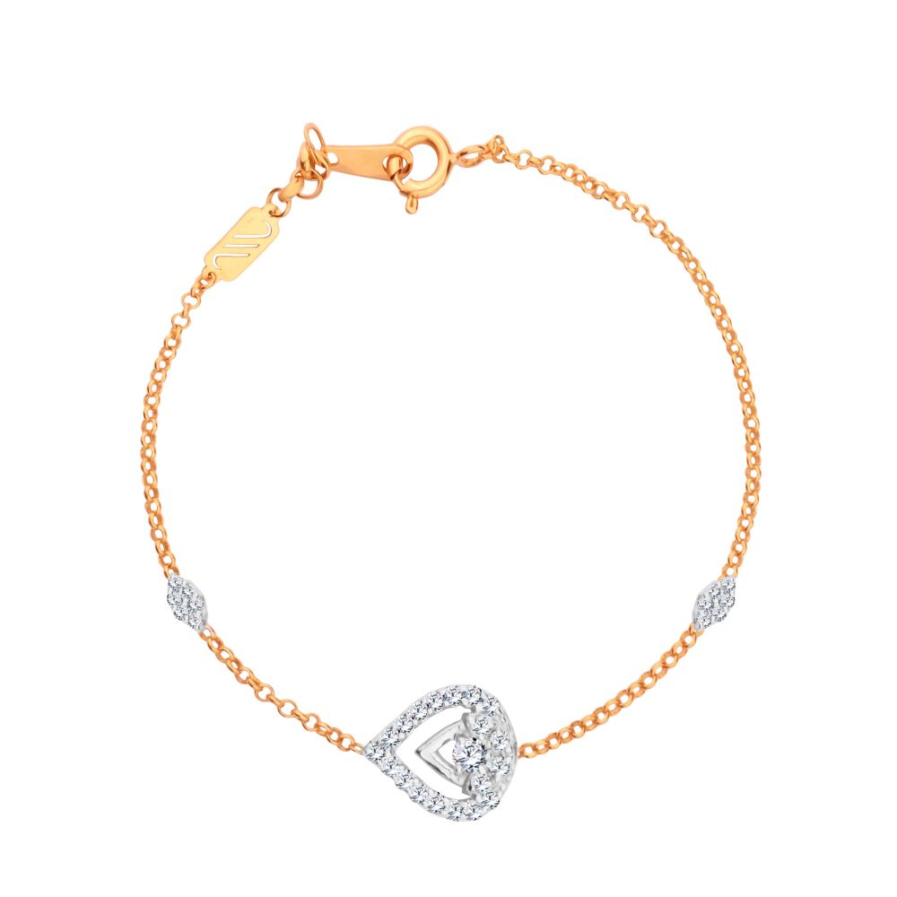 Precious Heart Shaped Diamond Bracelet in 18K Rose Gold - S-X044B
