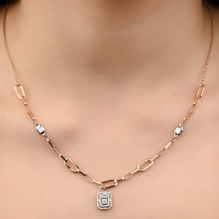 Special offer A Beautiful Diamond Necklace in 18k Rose gold - S-X075N