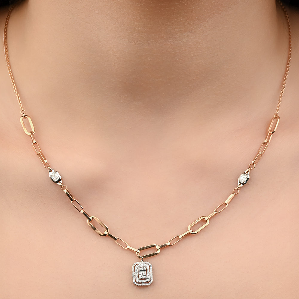Special offer A Beautiful Diamond Necklace in 18k Rose gold - S-X075N