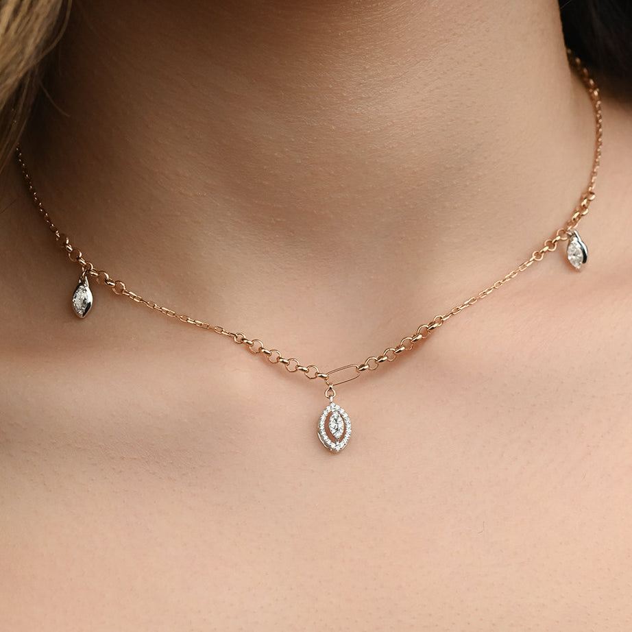Special offer A Beautiful Diamond Necklace in 18k Rose gold - S-X076N