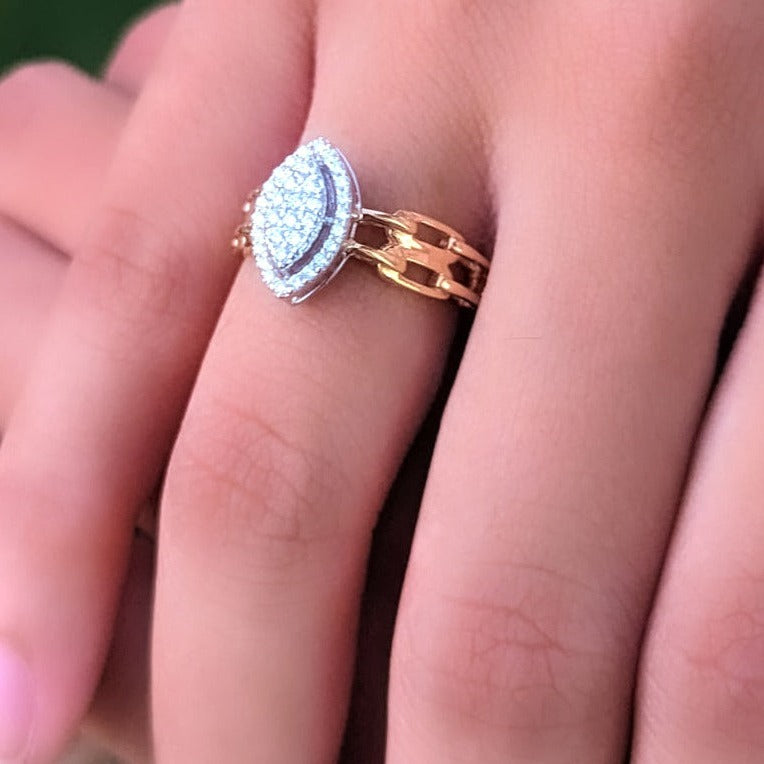 Unique Oval Shaped Ring in 18K Rose Gold - S-X09R