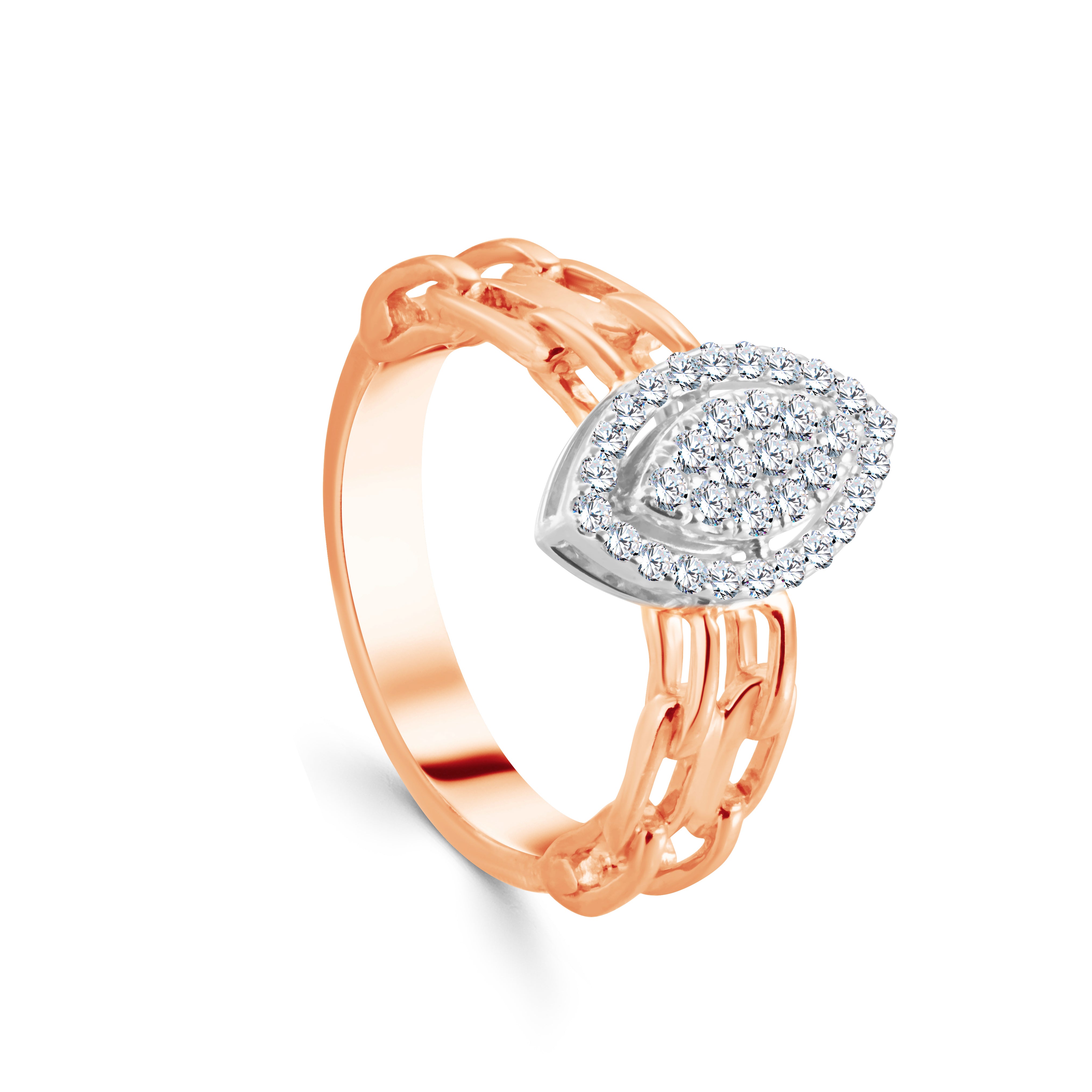 Unique Oval Shaped Ring in 18K Rose Gold - S-X09R
