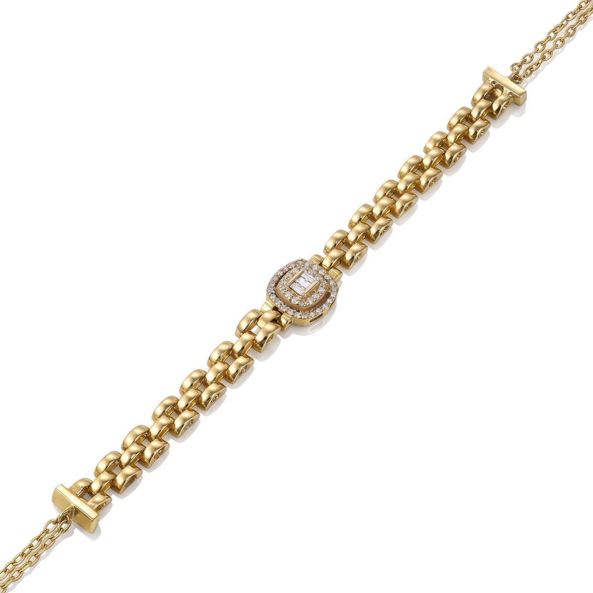 Unique gold bracelet with distinct round center diamond - S-X107B