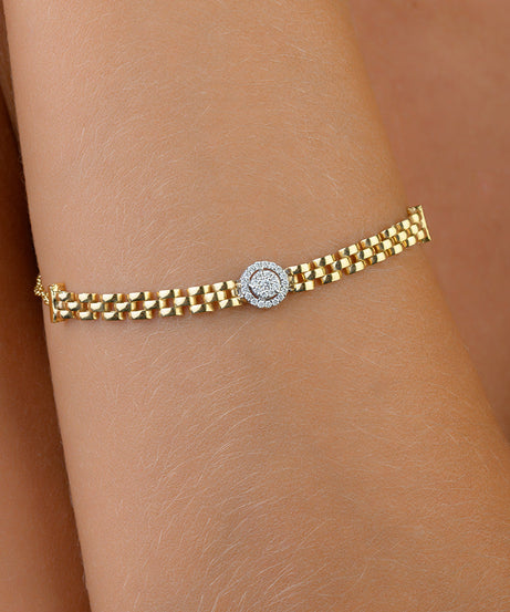 Shinny Diamond Center Bracelet in Yellow gold - S-X109B