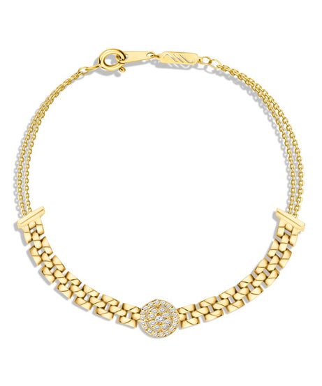 Shinny Diamond Center Bracelet in Yellow gold - S-X109B