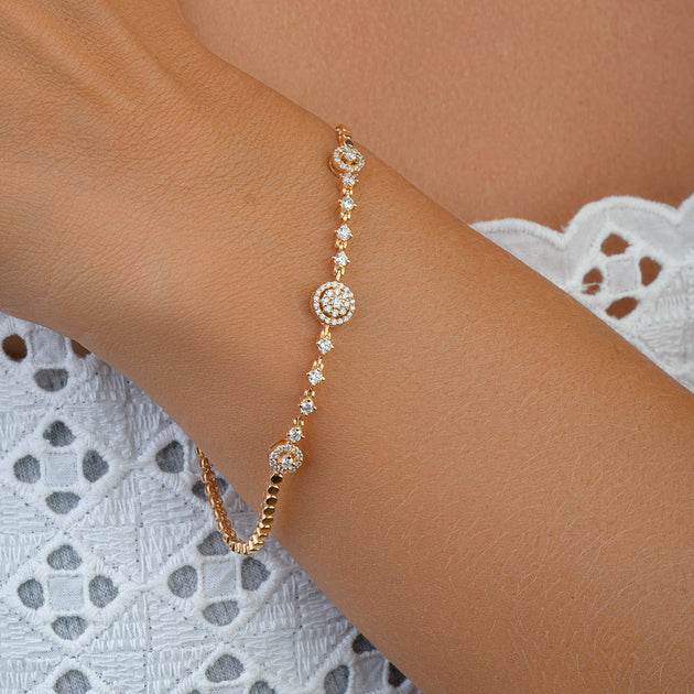 سوار الماس الرائع من الذهب الوردي