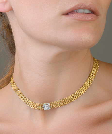 Magnificent Central Diamond Choker in Yellow gold - S-X126N