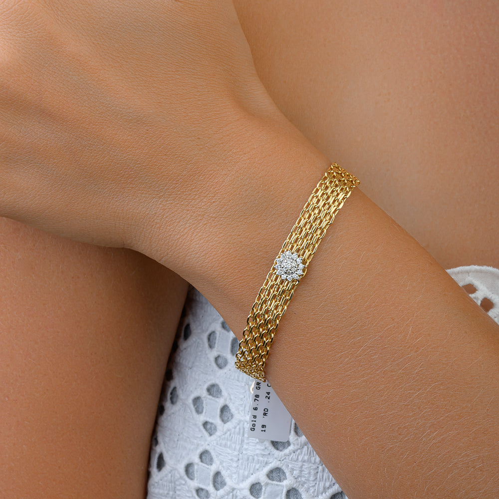 سوار الماس المركزي من الذهب الأصفر عيار 18- S-X130B