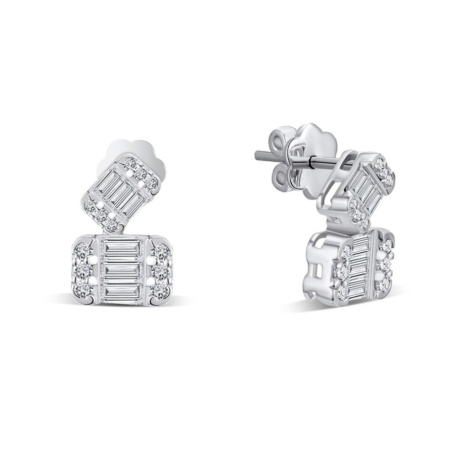 Special offer 18K White gold Diamond Earring - S-X163E