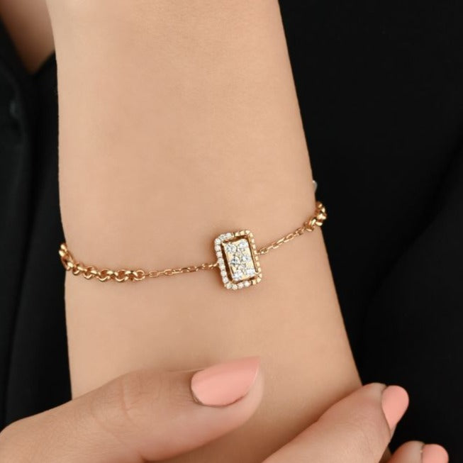 Baguette Shaped Diamond Bracelet in 18K Rose Gold - S-X16B