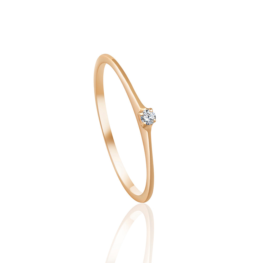 Simple round promise diamond ring in 18K Yellow GOLD - S-R209SC